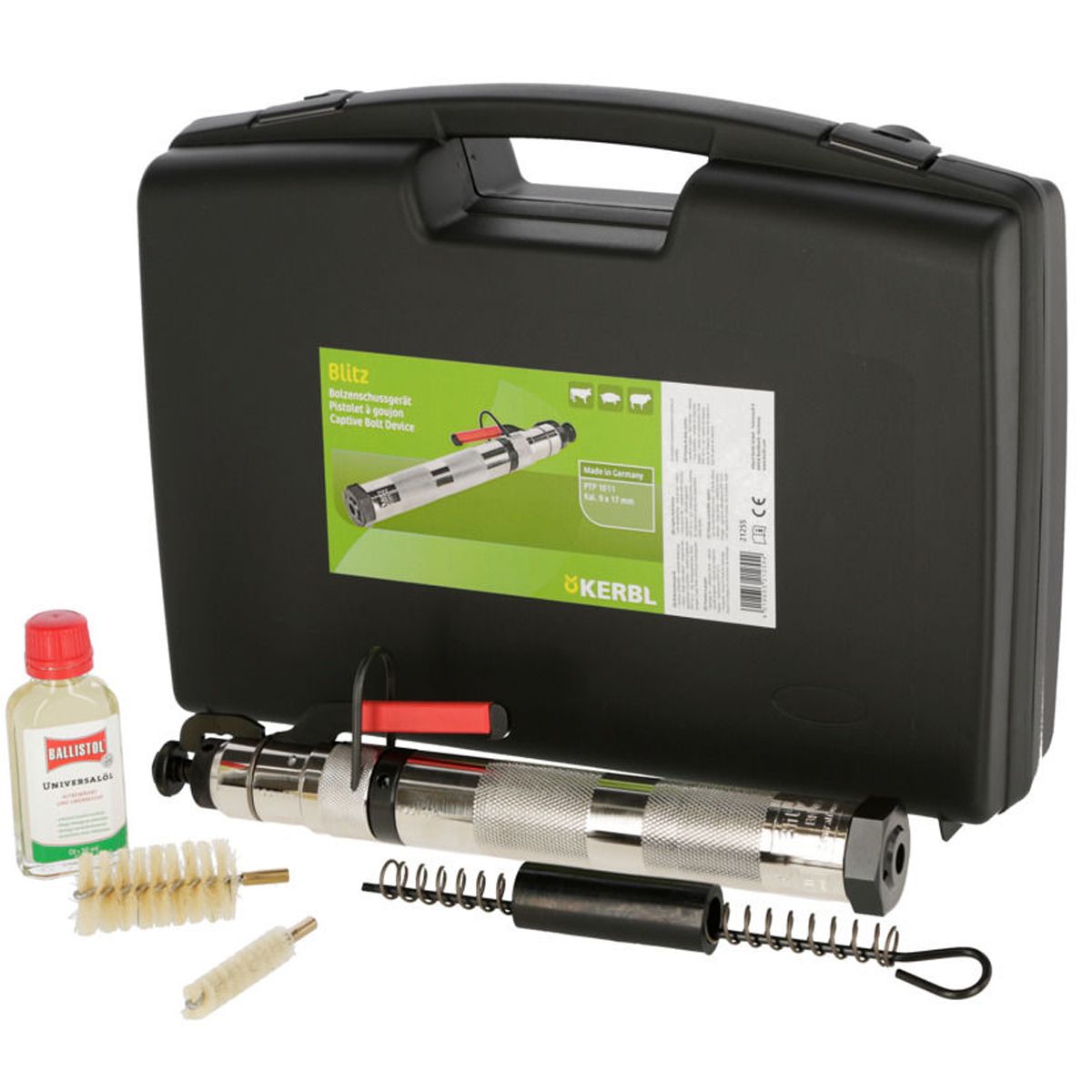Kerbl Pistol percutor asomare Blitz cu accesorii în geantă, conținutul pachetului