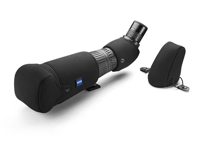 ZEISS Stay-On-Case Victory Harpia Spotting Scope Cover, in use, carry bag