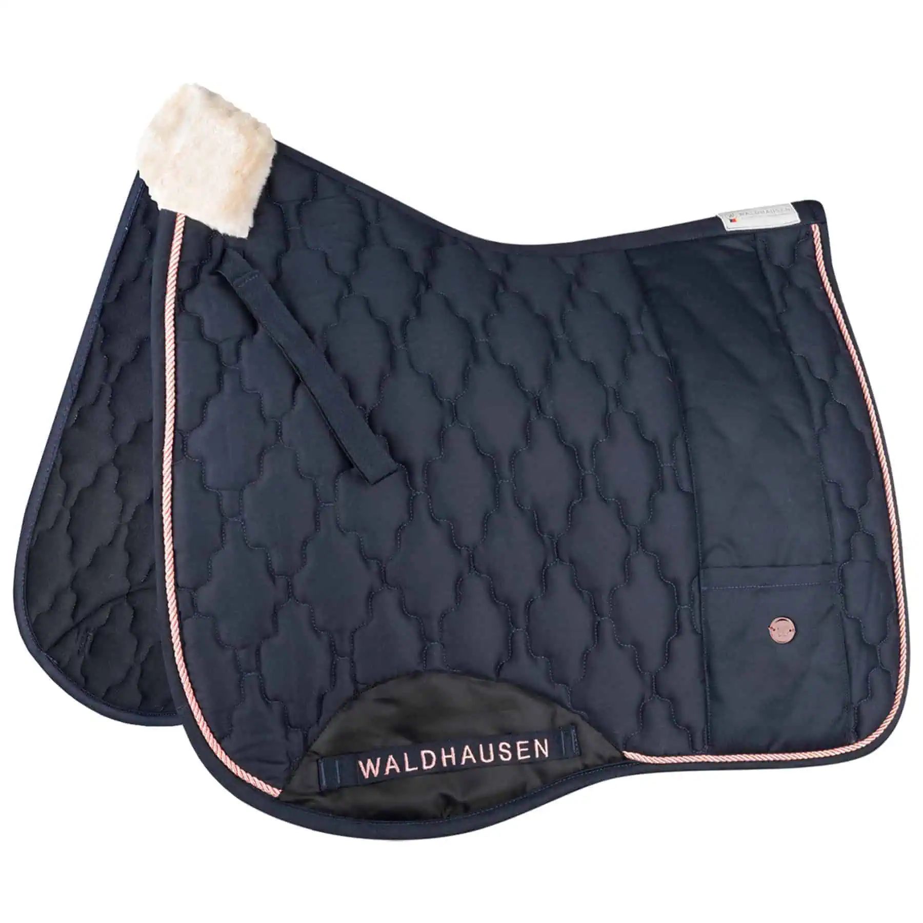 Waldhausen Schabracke Modern Rosé mit Tasche & floraler Steppung, nachtblau/roségold D