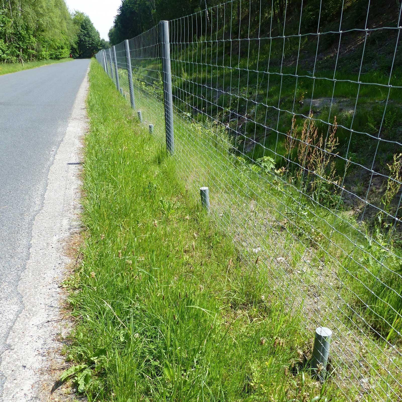 Agrarzone Recyclingpfosten mit Spitze, rund, Rundprofil, 10 Jahre Garantie, im Einsatz, Pfahl
