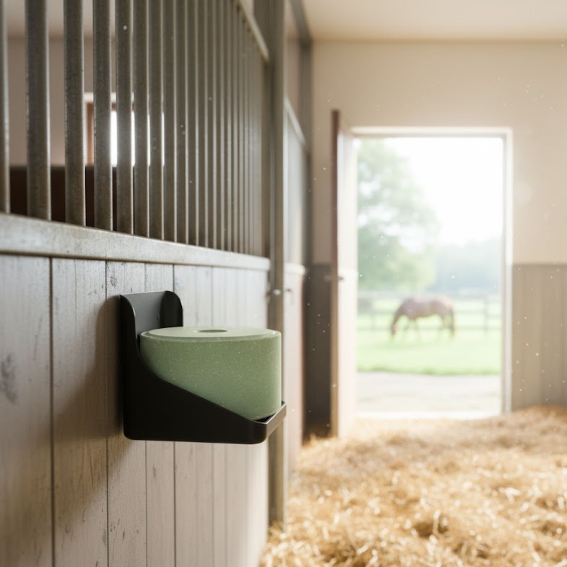 Kerbl Delizia Kräuter-Leckstein Equisal DarmoFin, 3 kg, im Einsatz, im Stall