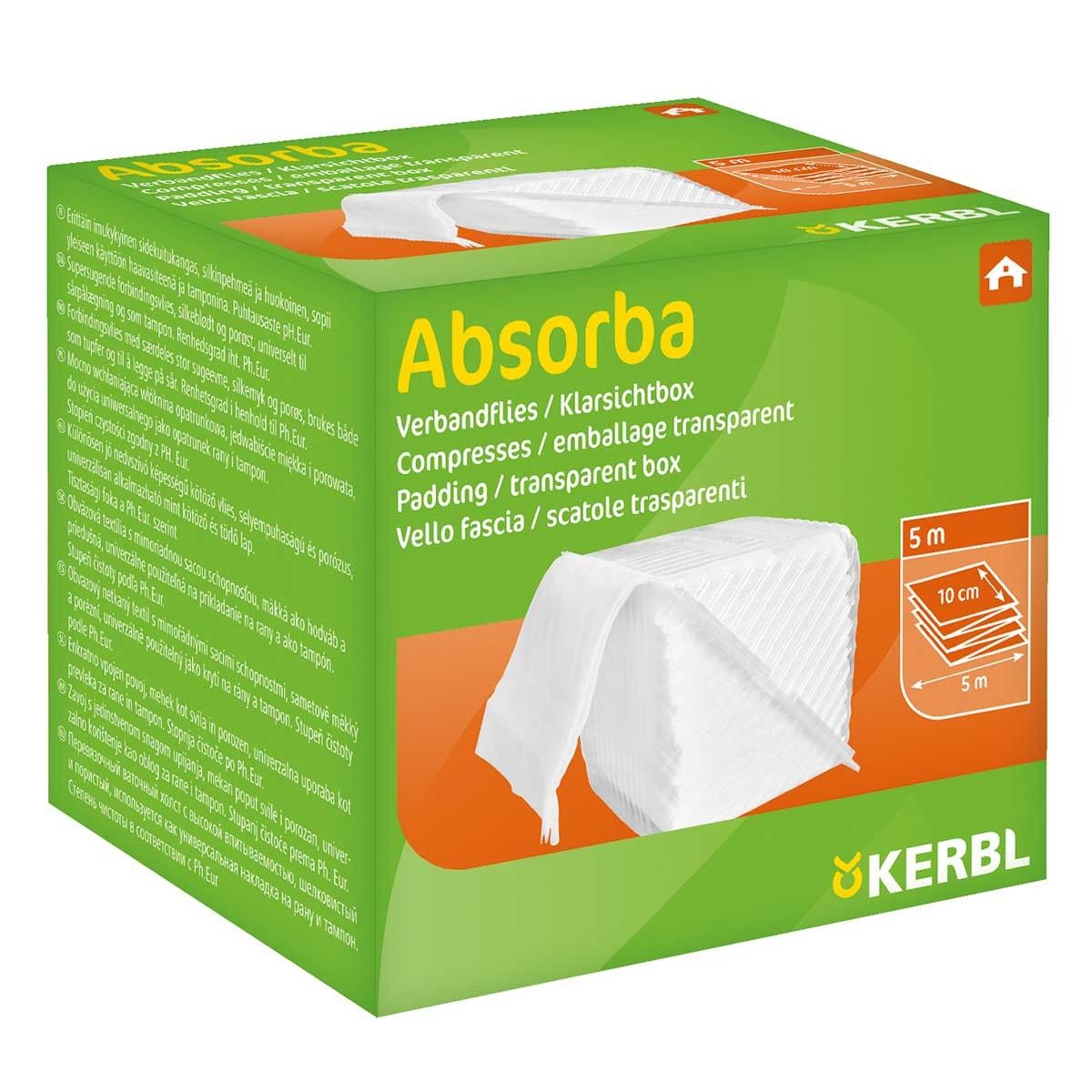 Kerbl Pansament fleece Absorba, 10 cm x 5 m rolă continuă, ambalaj