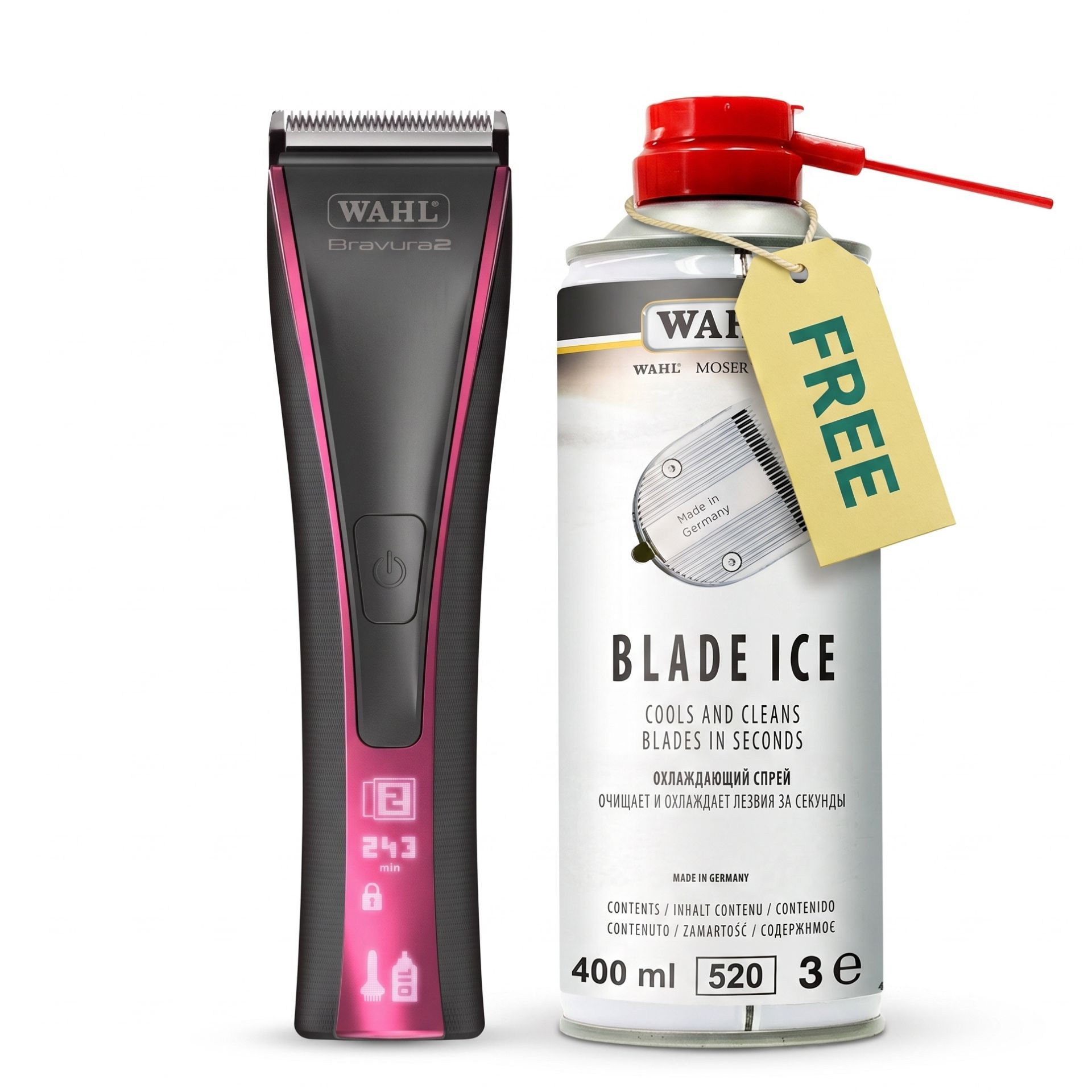 Wahl Bravura2 Cordless Dog Clipper + Free Blade Ice Cooling Spray 400 ml