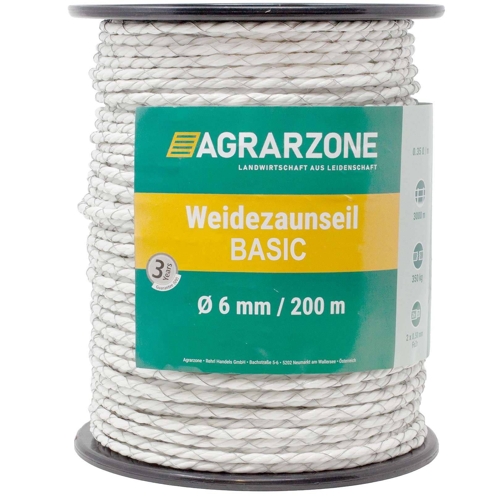 Agrarzone Weidezaunseil Basic Ø 6mm, 2x0.50 Niro, weiß