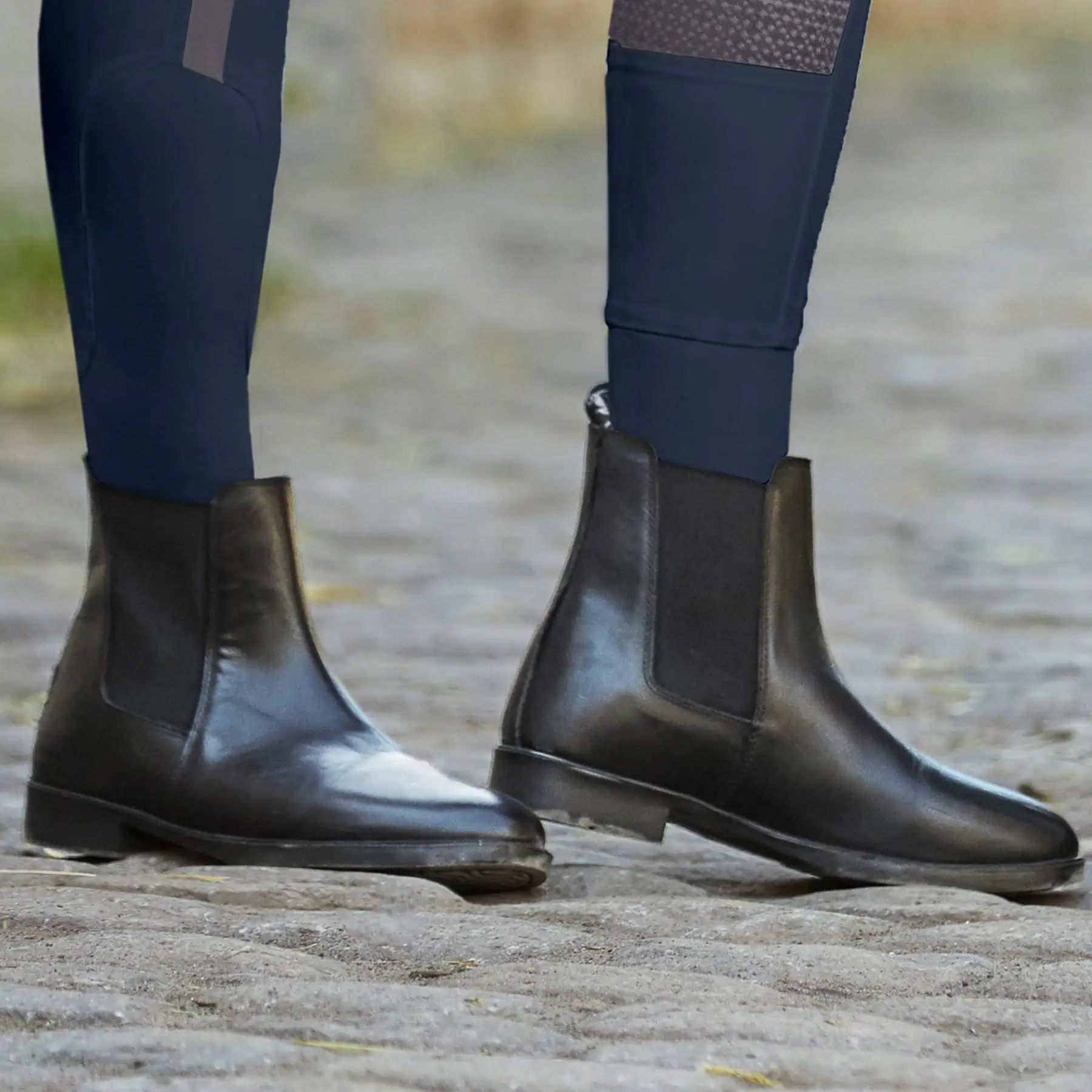 Bottines jodhpur ELT Star, cuir lisse noir, semelle antidérapante, 30