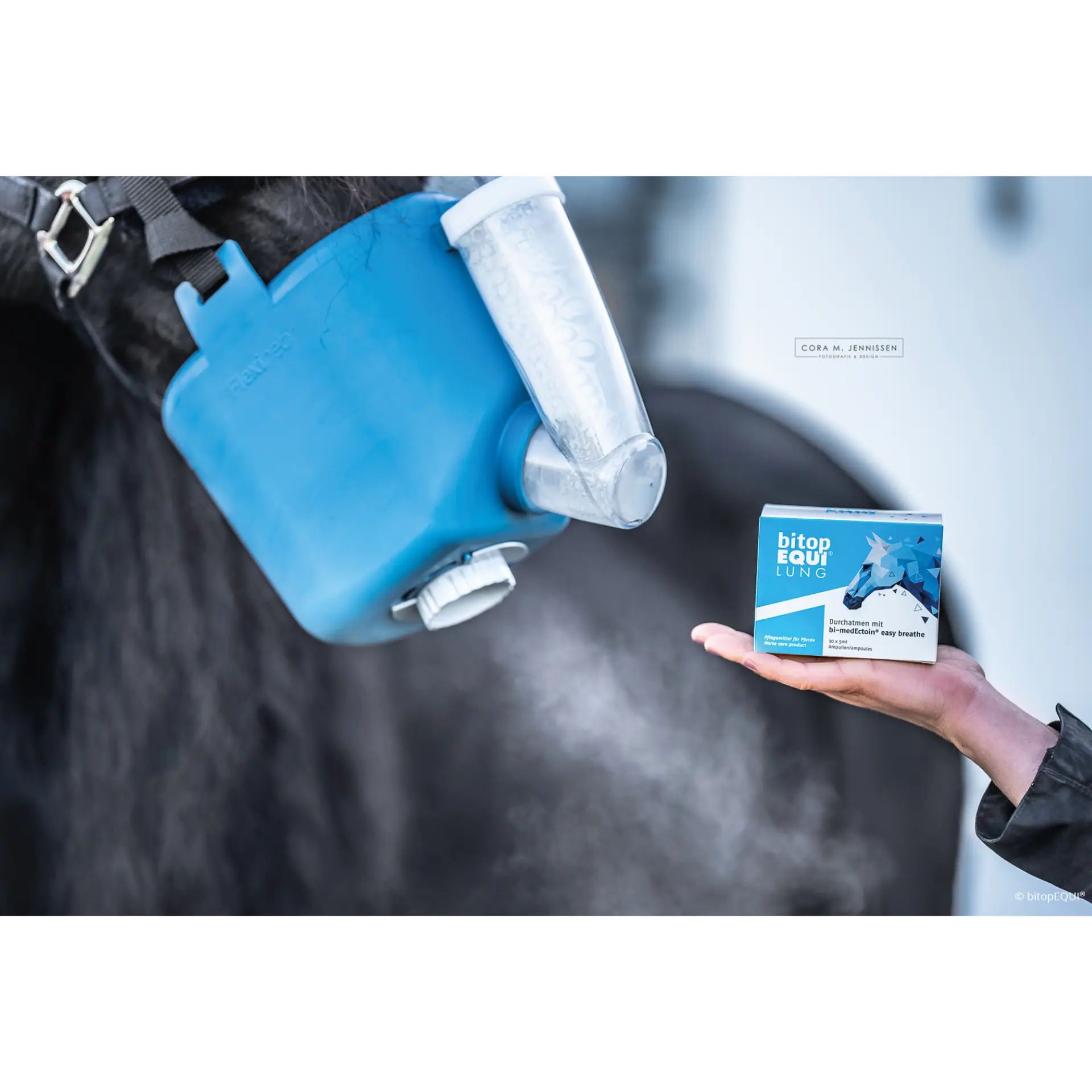 bitopEQUI bi-medEctoin easy breathe Soluție pentru Nebulizator, 30 x 5 ml, în utilizare, în grajd
