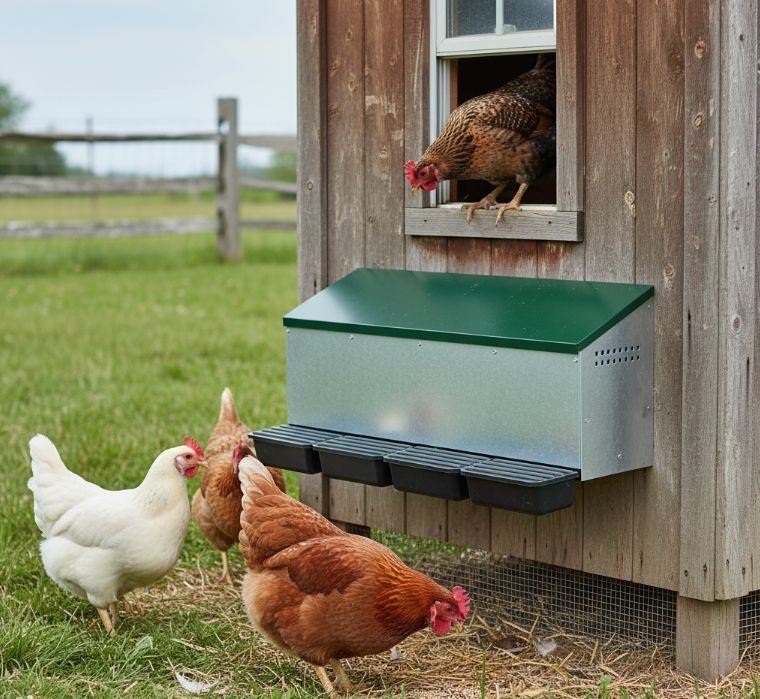 Agrarzone Pondoir à Rouleau pour Poules, Fond Plastique, en utilisation