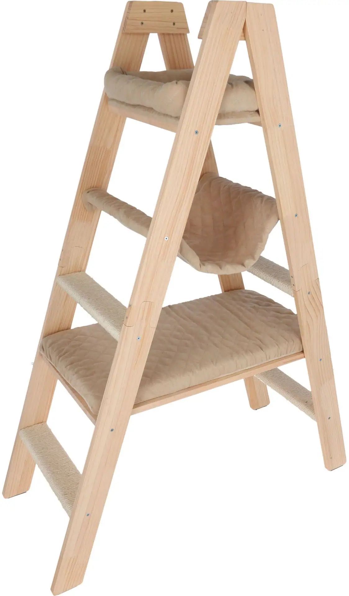 Kerbl Kattträd Ladder Massivt Trä, 3 Liggytor, 134 cm