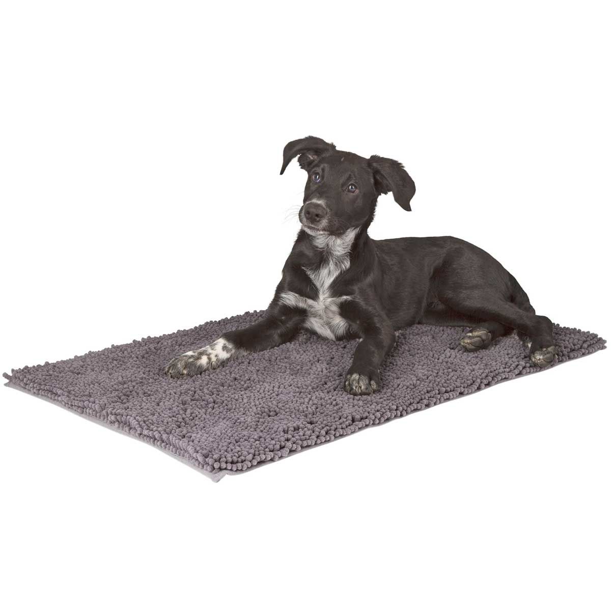 Kerbl SuperBed Dirt Catcher Mat for Dogs, Grey, 80x50cm, in use