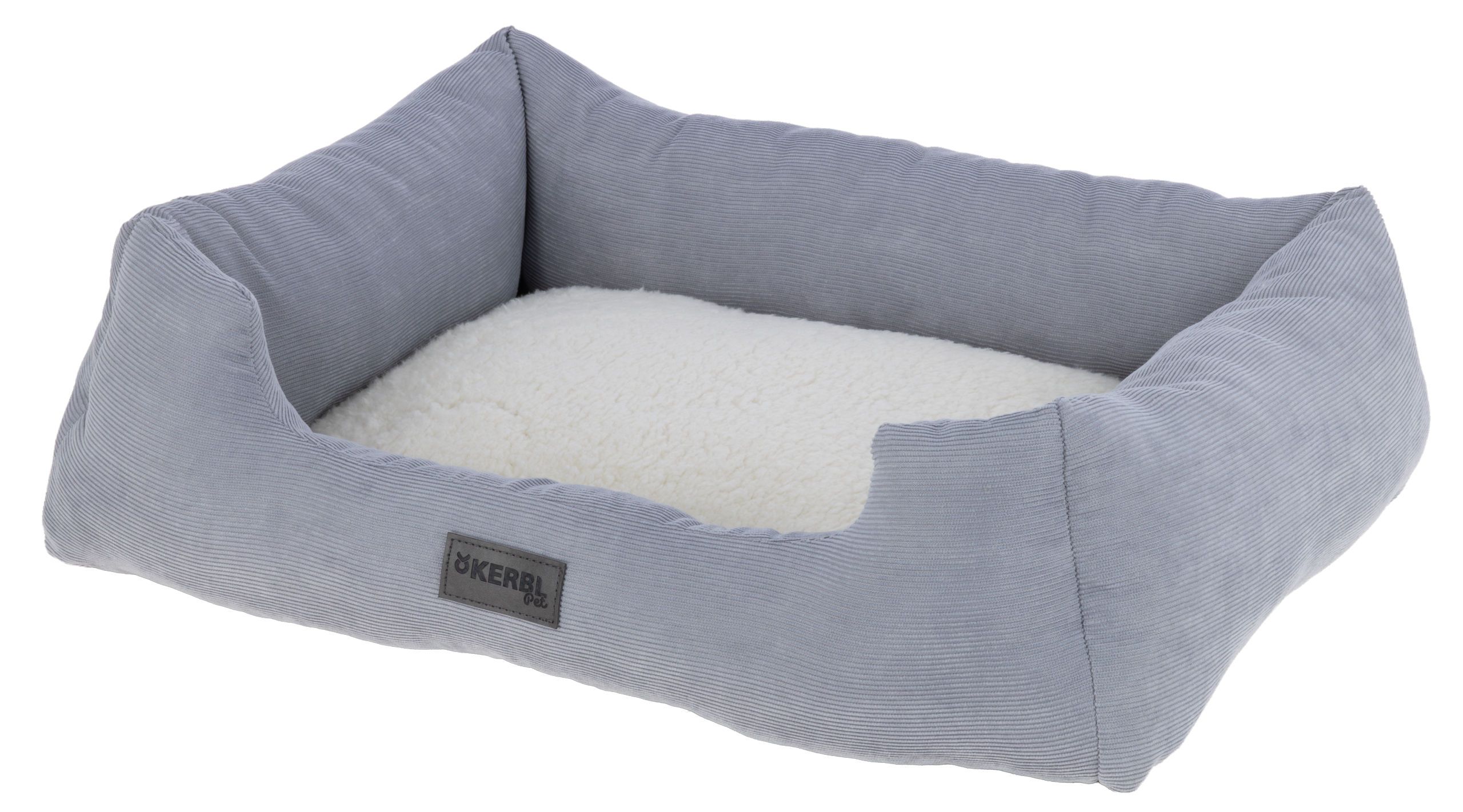 Kerbl Zoe panier pour chien avec rebord, lavable, gris-blanc