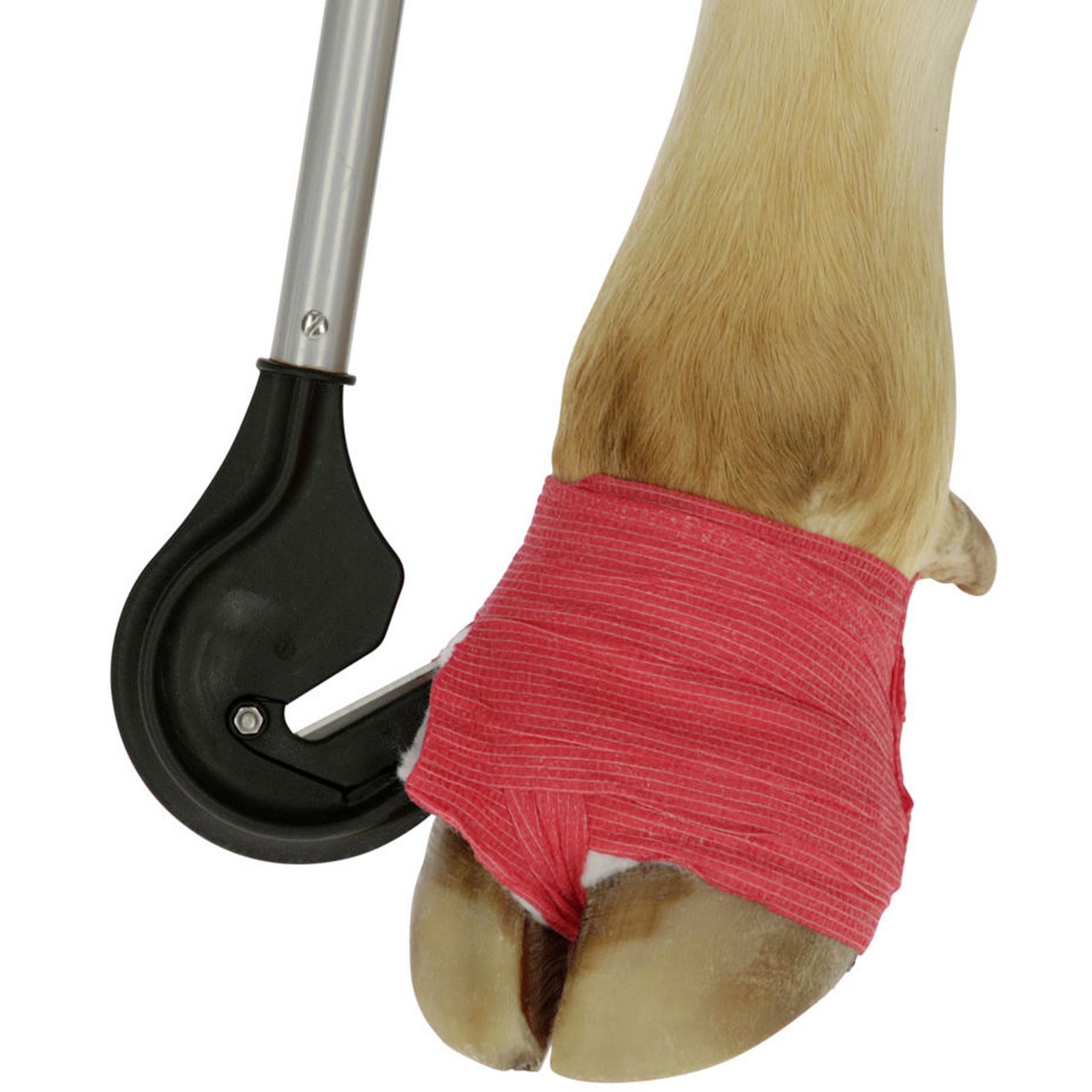Kerbl Couteau à bandage 80 cm, lame interchangeable, en utilisation, jambe