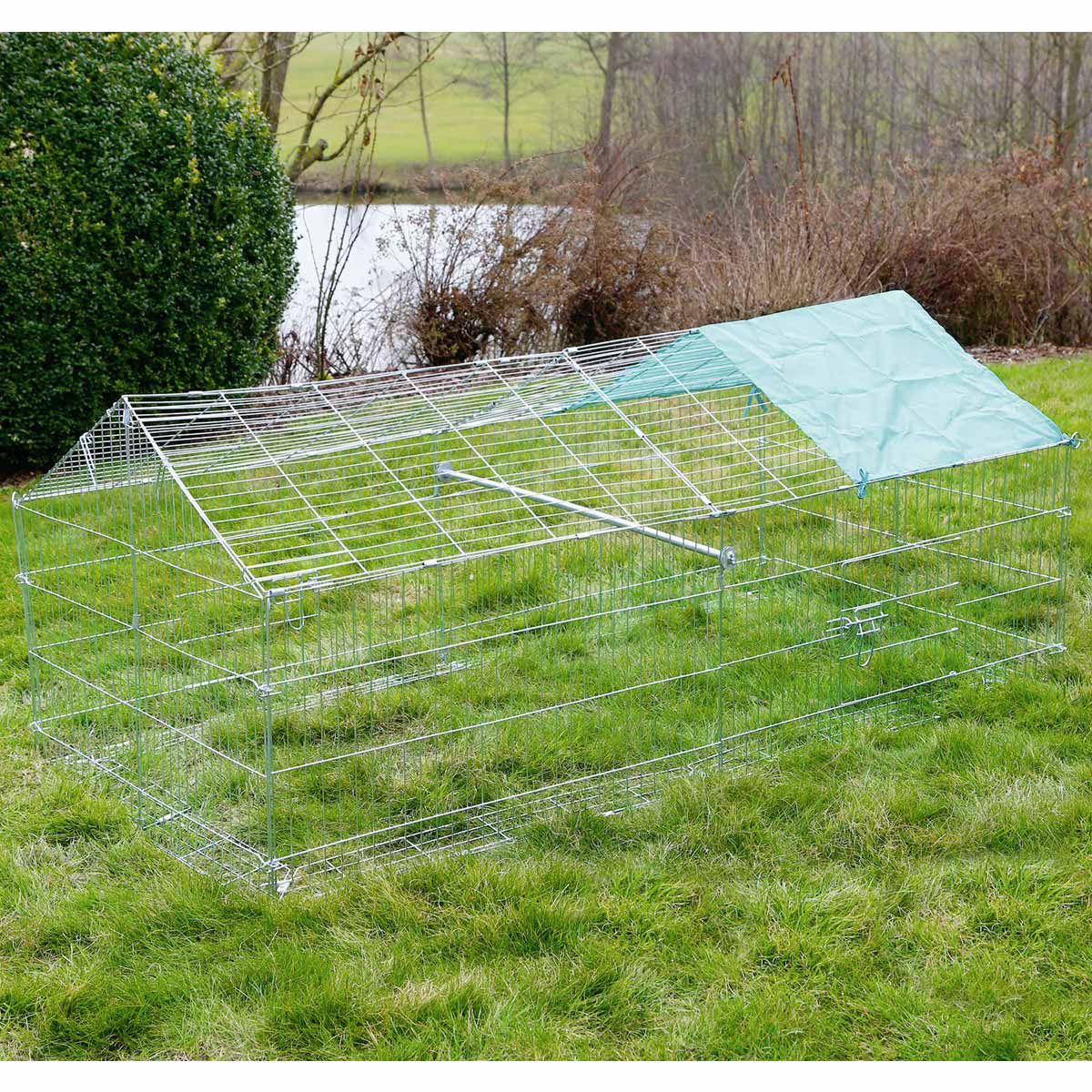 Kerbl Recinto da esterno con barriera anti-fuga 180x90x75 cm, in uso, al pascolo