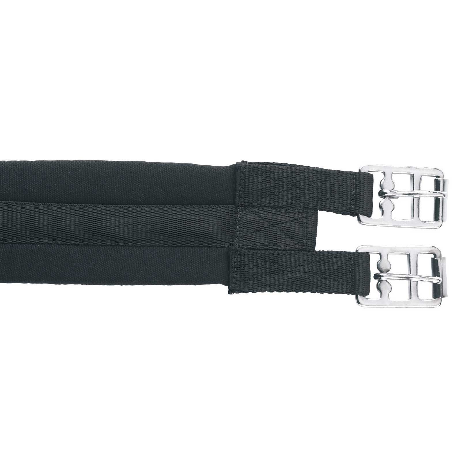 Sangle de selle Covalliero en coton, rembourrée avec boucles à rouleau, noir, 130 cm