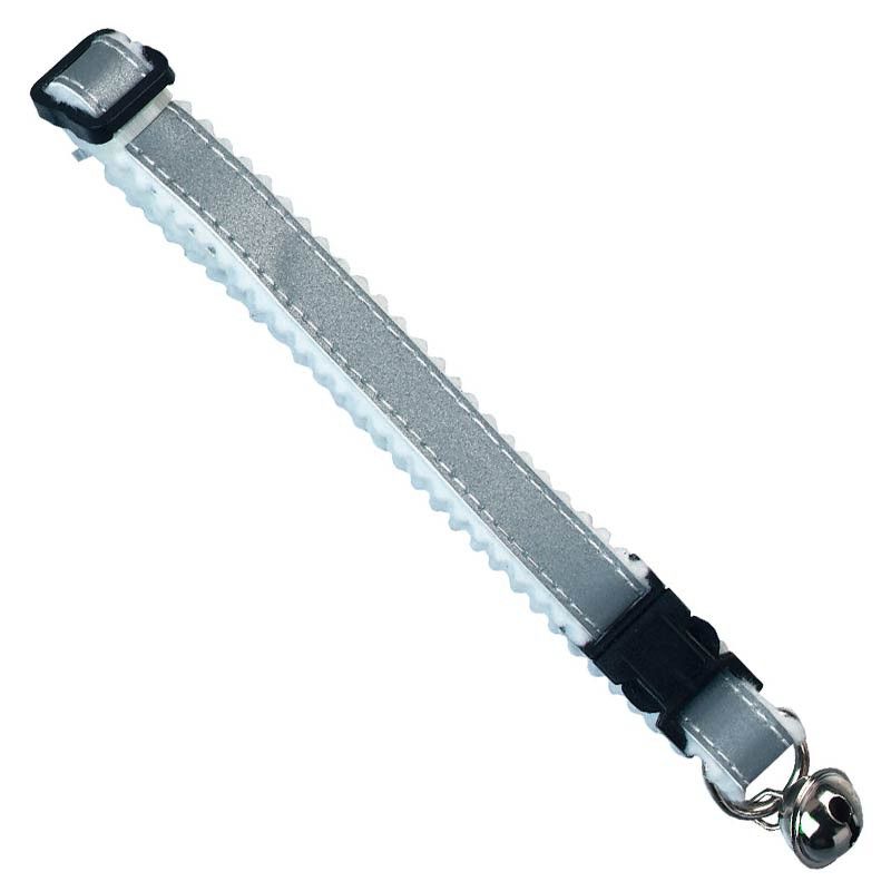 Collier chat réfléchissant gris