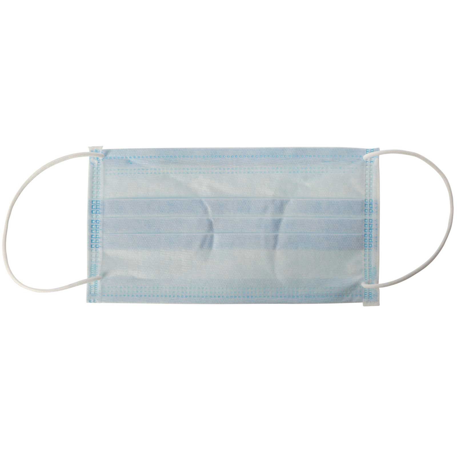 Light blue medical face mask with white ear loops