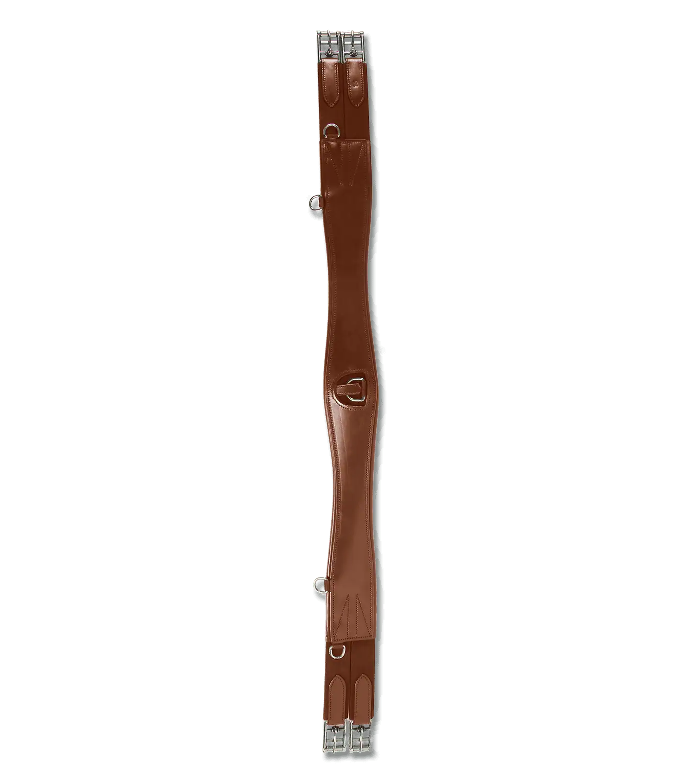 Waldhausen Ledersattelgurt mit Elastik - Leder, Rollschnallen, braun 140 cm