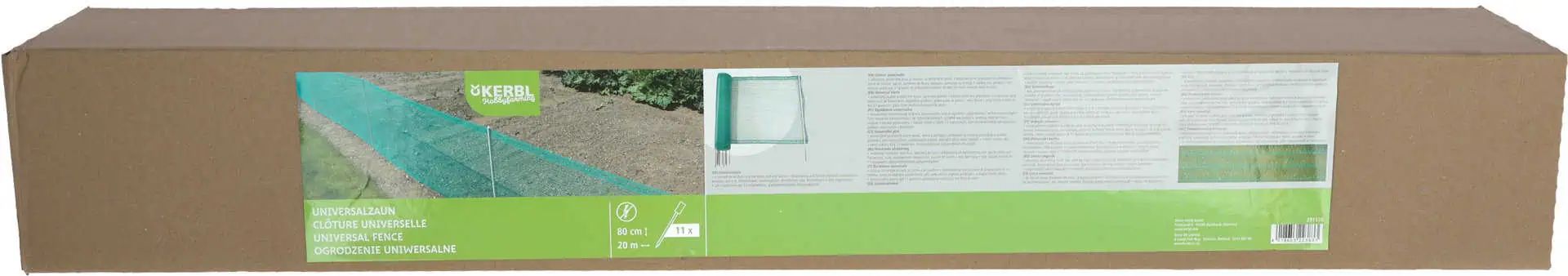 Kerbl Filet universel vert 80 cm x 20 m, avec piquets renforcés fibre de verre, emballage