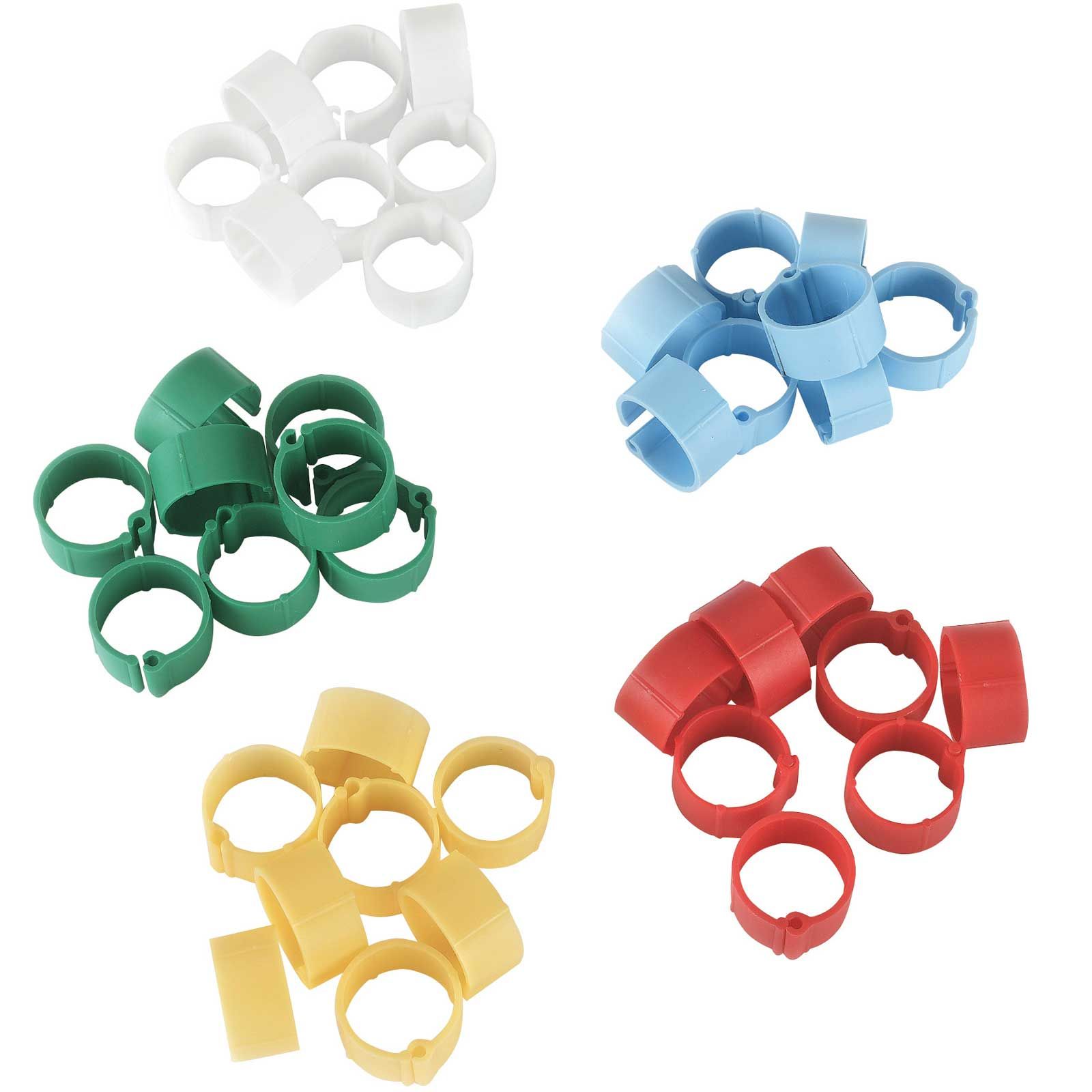 100x Kunststoffclip Geflügel 16 mm, farblich sortiert