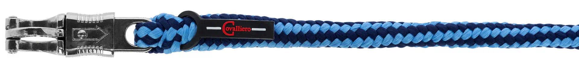 Longe de meneur Covalliero Hippo pour chevaux, PE tressé, bleu clair/bleu foncé