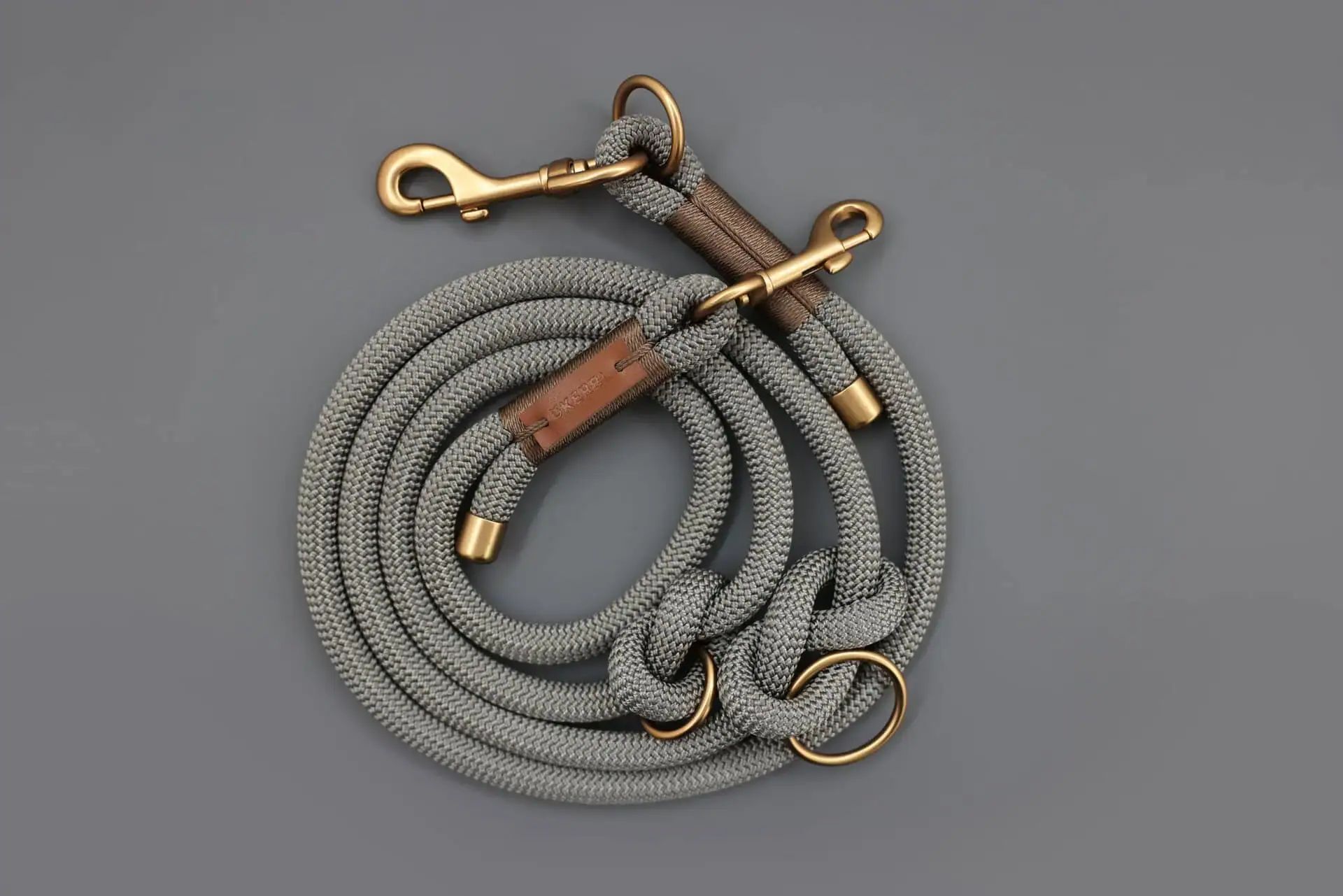 Kerbl Laisse pour chien Monte Carlo, réglable 3 positions, gris/brun, 2 m, produit en vrac