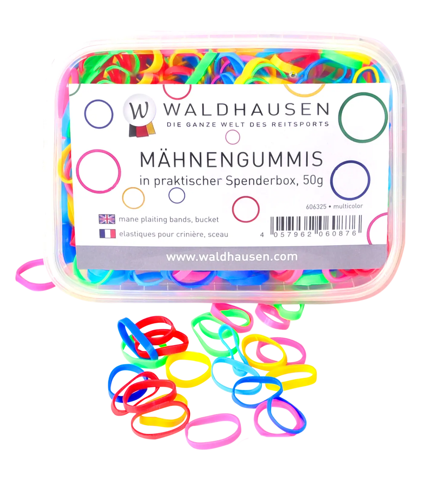 Élastiques à tresser Waldhausen en boîte distributrice, 75 g TPU, extra larges multicolores