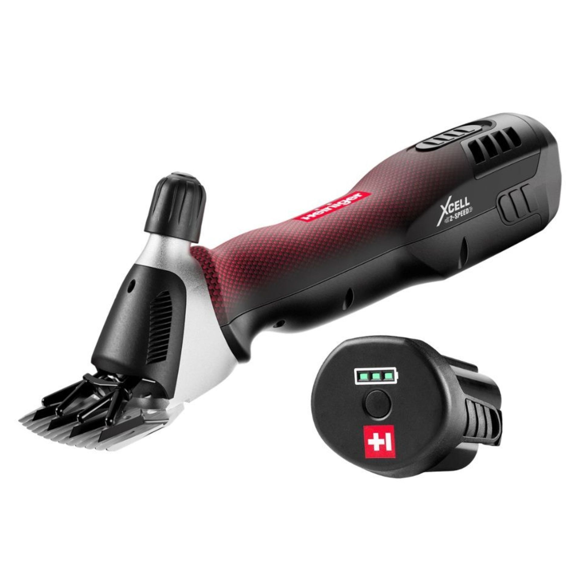 Heiniger Tosatrice a batteria per pecore XCELL 2 velocità, 2 batterie, contenuto della confezione