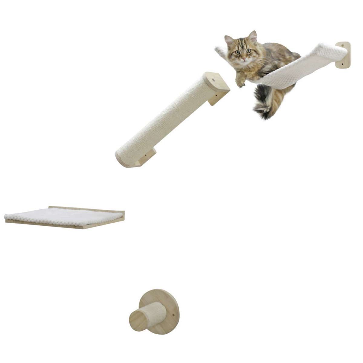 Kerbl Katzen Kletterwand Alps, 4-teilig, Massivholz, Set