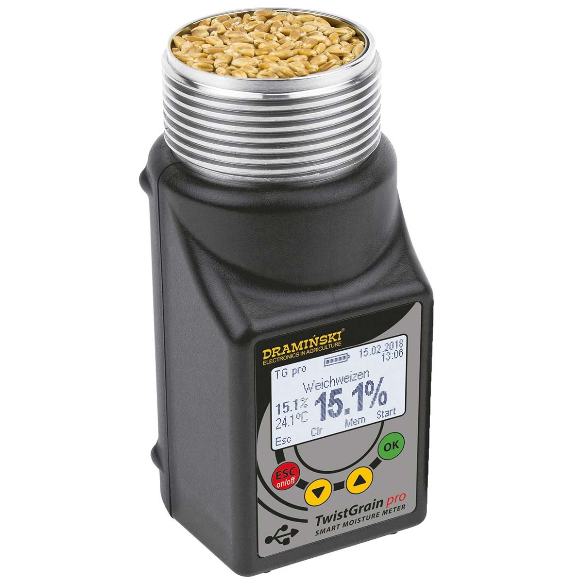 TwistGrain pro Draminski gabona nedvességmérő 3 pontos méréssel, kijelző