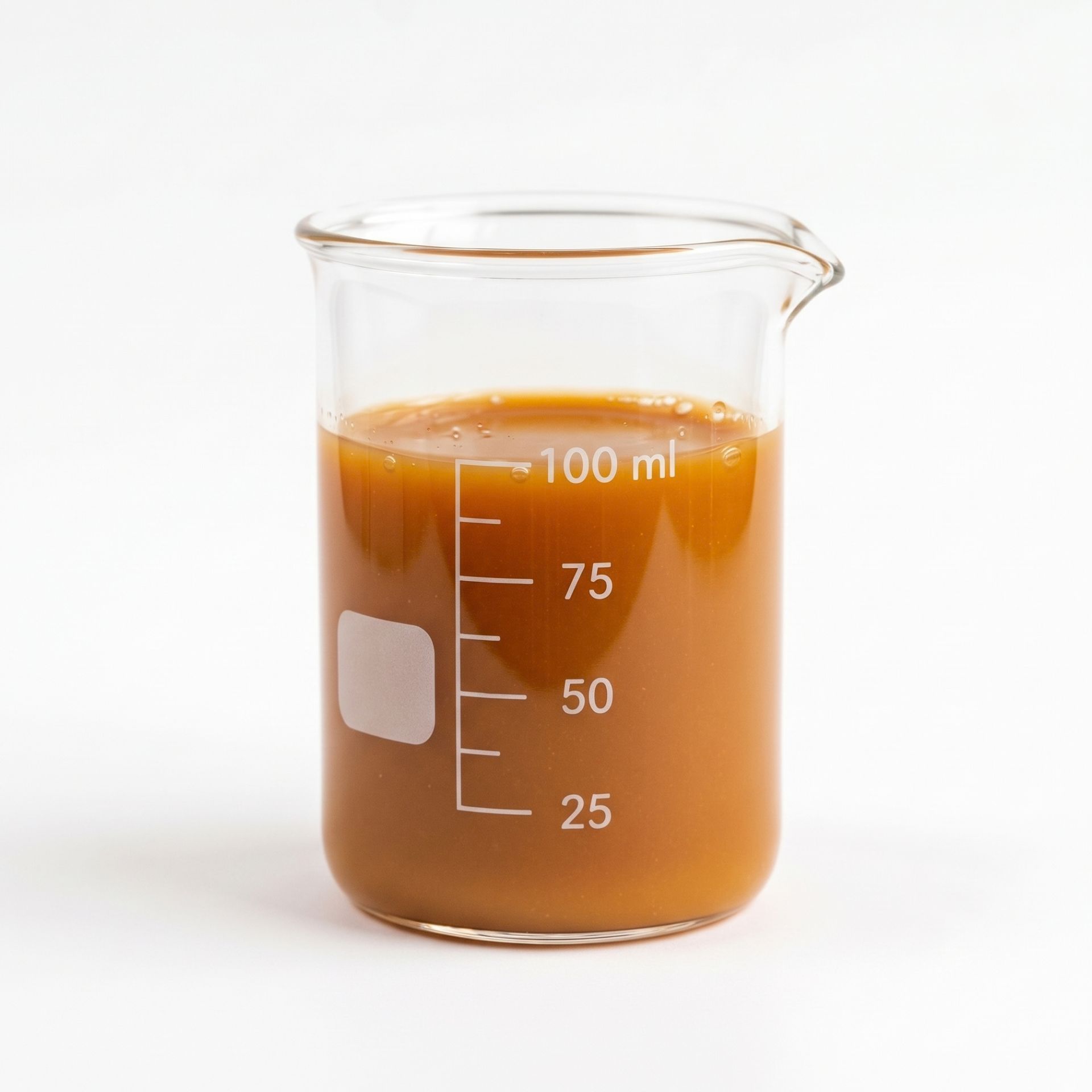 Becher, Messbecher, Flüssigkeit, orangefarbene Flüssigkeit, 100 ml