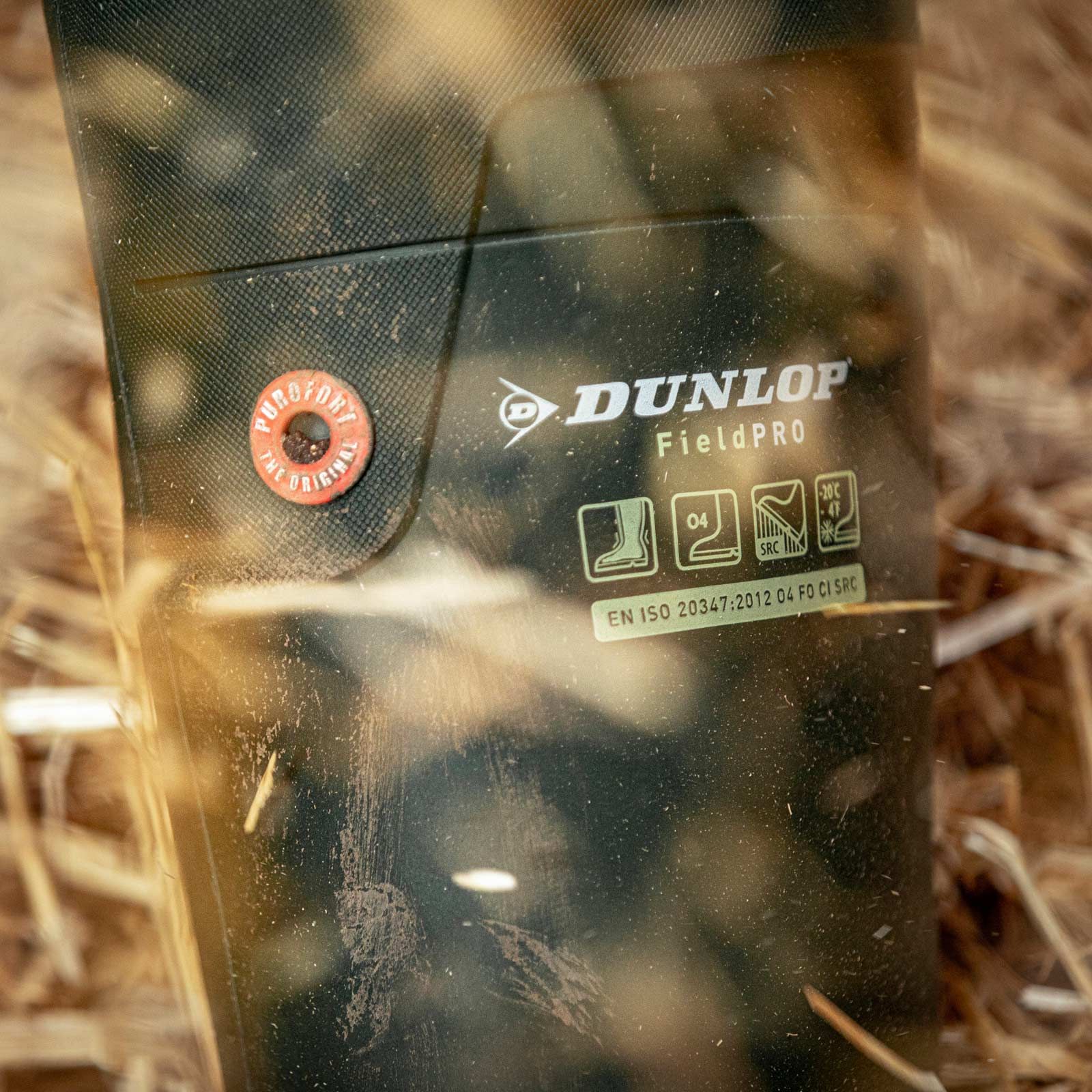 Dunlop Purofort FieldPRO munkavédelmi gumicsizma, címke