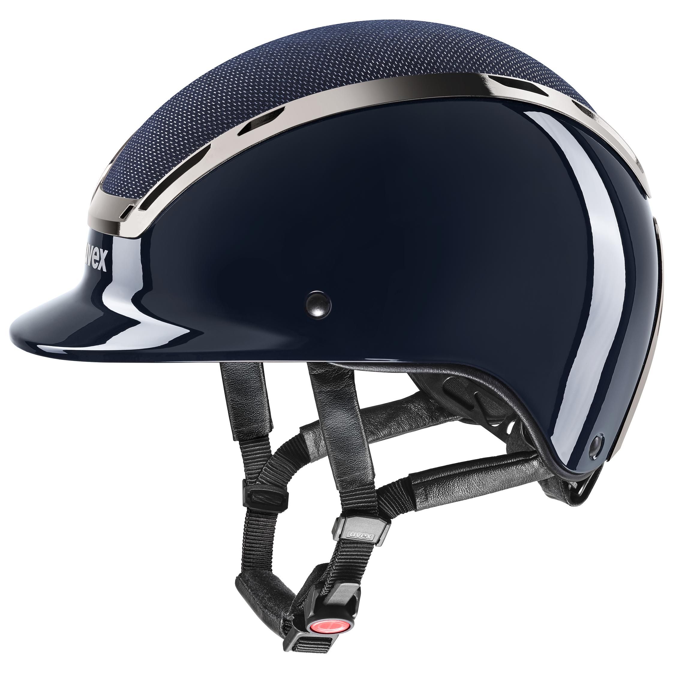 uvex Reithelm exxeed elegance, navy, Seitenansicht