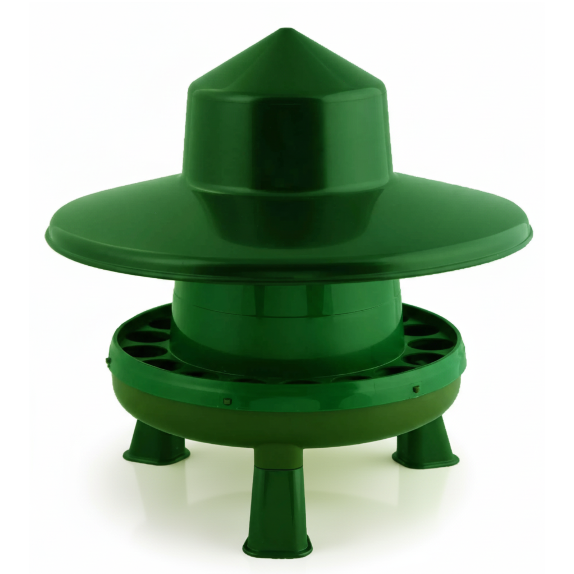 Mangeoire pour poules recyclées 4 kg sur pieds & chapeau de pluie