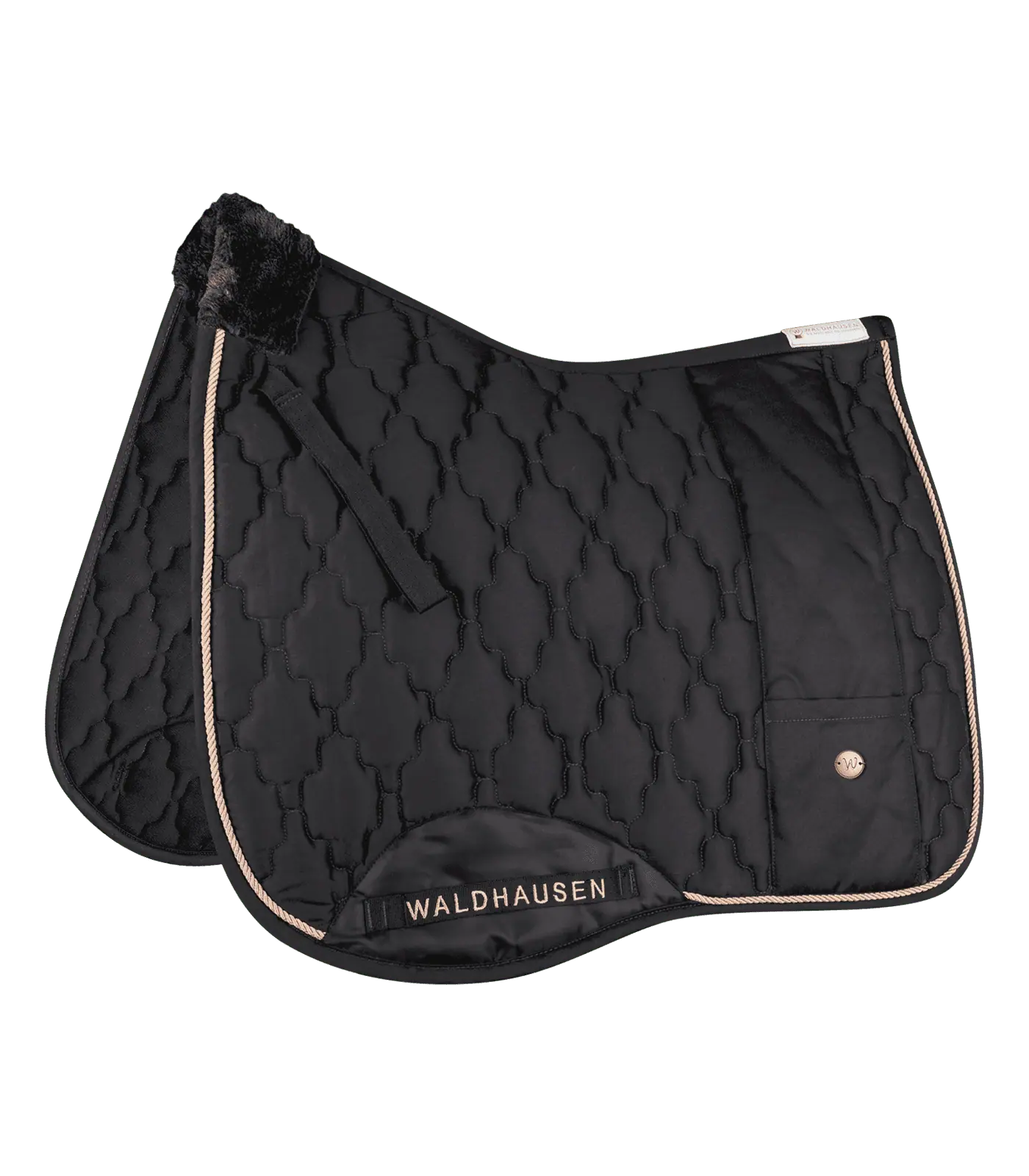 Waldhausen Schabracke Modern Rosé mit Tasche & floraler Steppung, schwarz/gold VSS