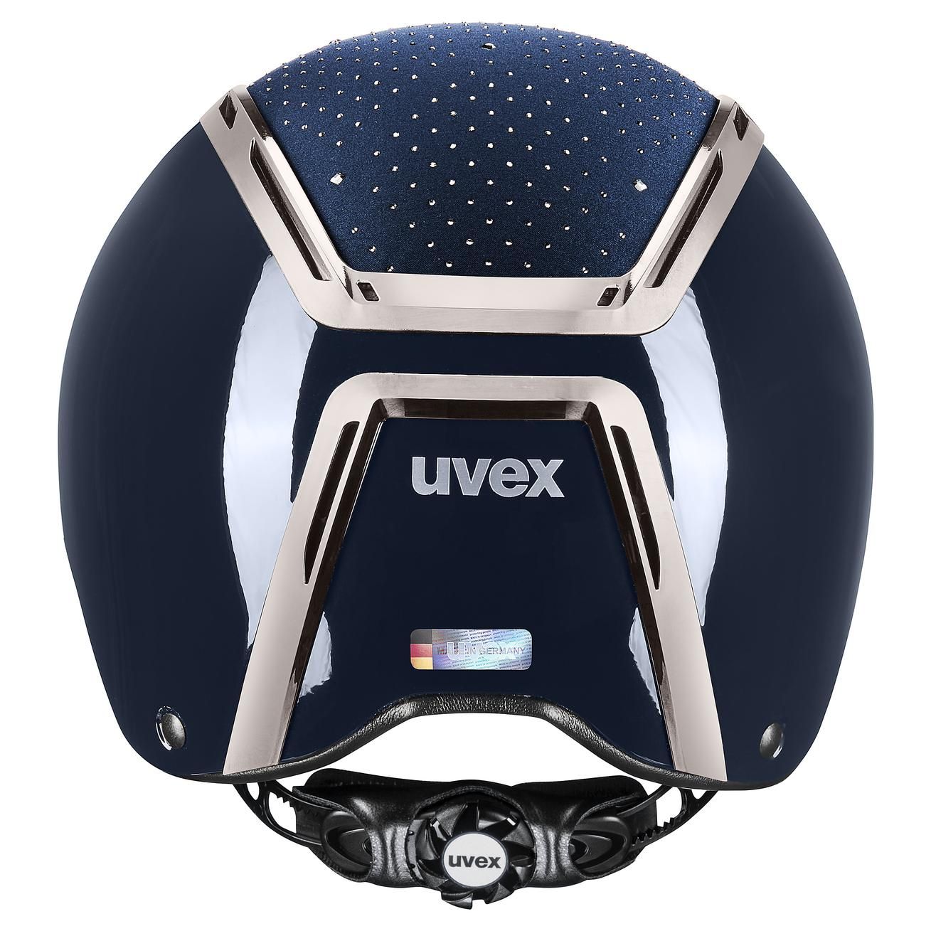 Casque d'équitation uvex exxeed glow, casque de dressage aux cristaux Swarovski, vue arrière