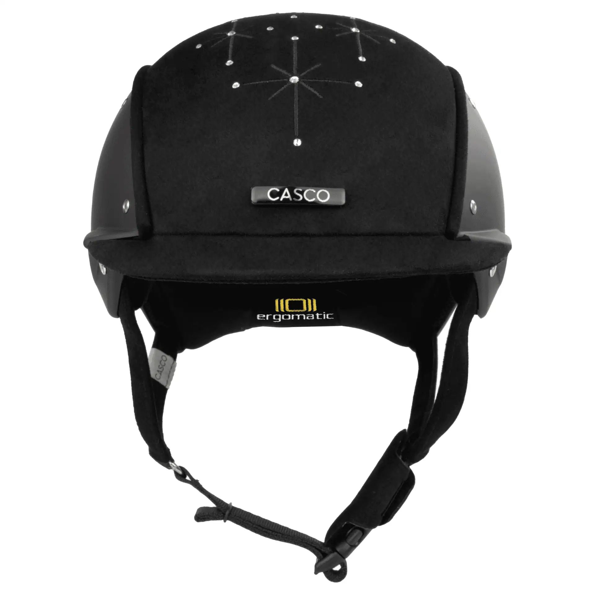 Casque d'équitation Casco APART Iconic, laqué & velours, vue de face