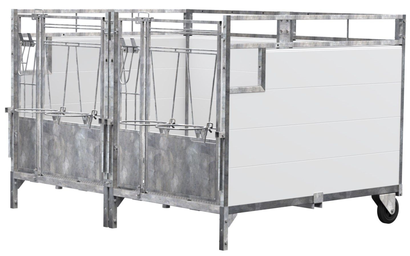 Kerbl Box doppio per vitelli set completo, allevamento a coppie, vista laterale