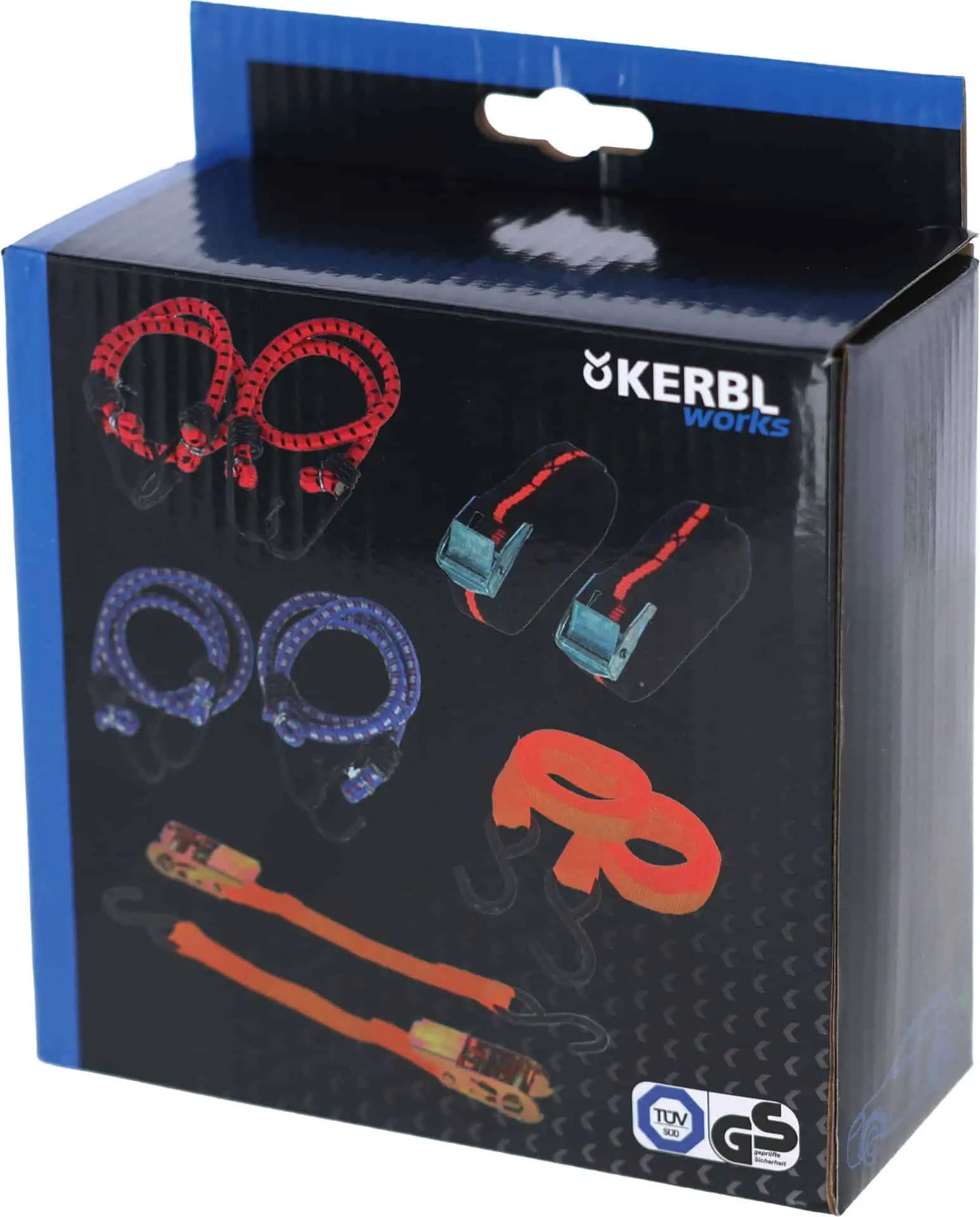 Kerbl Lashing Strap Set 8-Piece, Expanders & Ratchet Straps, packaging