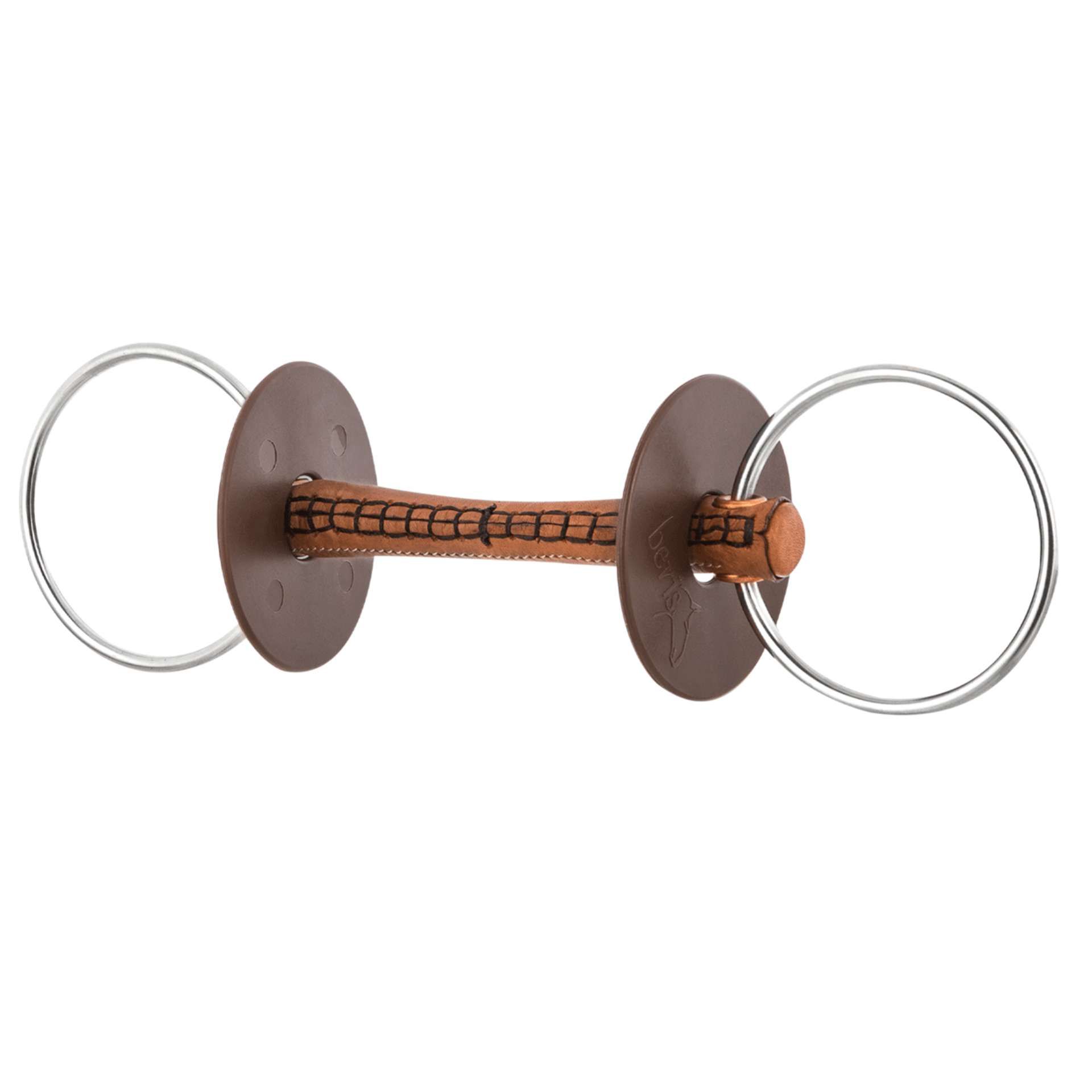 beris Wassertrense mit Lederstange, Ring 7,5 cm, vegetabil gegerbt
