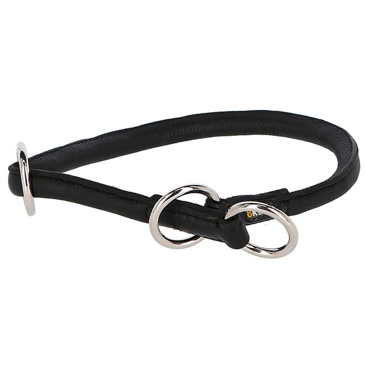 Kerbl Collier en cuir rond Roma avec stoppeur noir 50 cm