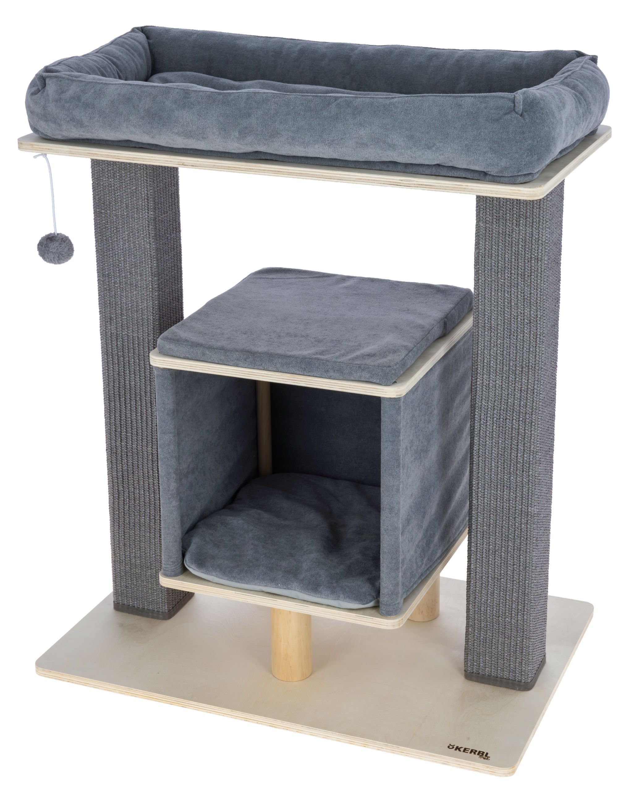 Kerbl Kratzbaum Noah III mit Höhle, 75 x 50 x 92 cm, grau