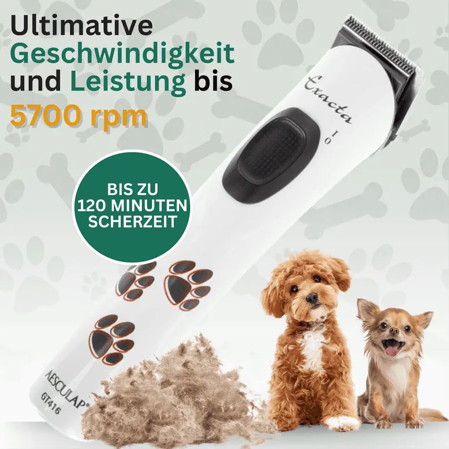 Aesculap Exacta Akku-Schermaschine weiß mit Ersatz-Scherkopf, 0,5 mm, Infografik