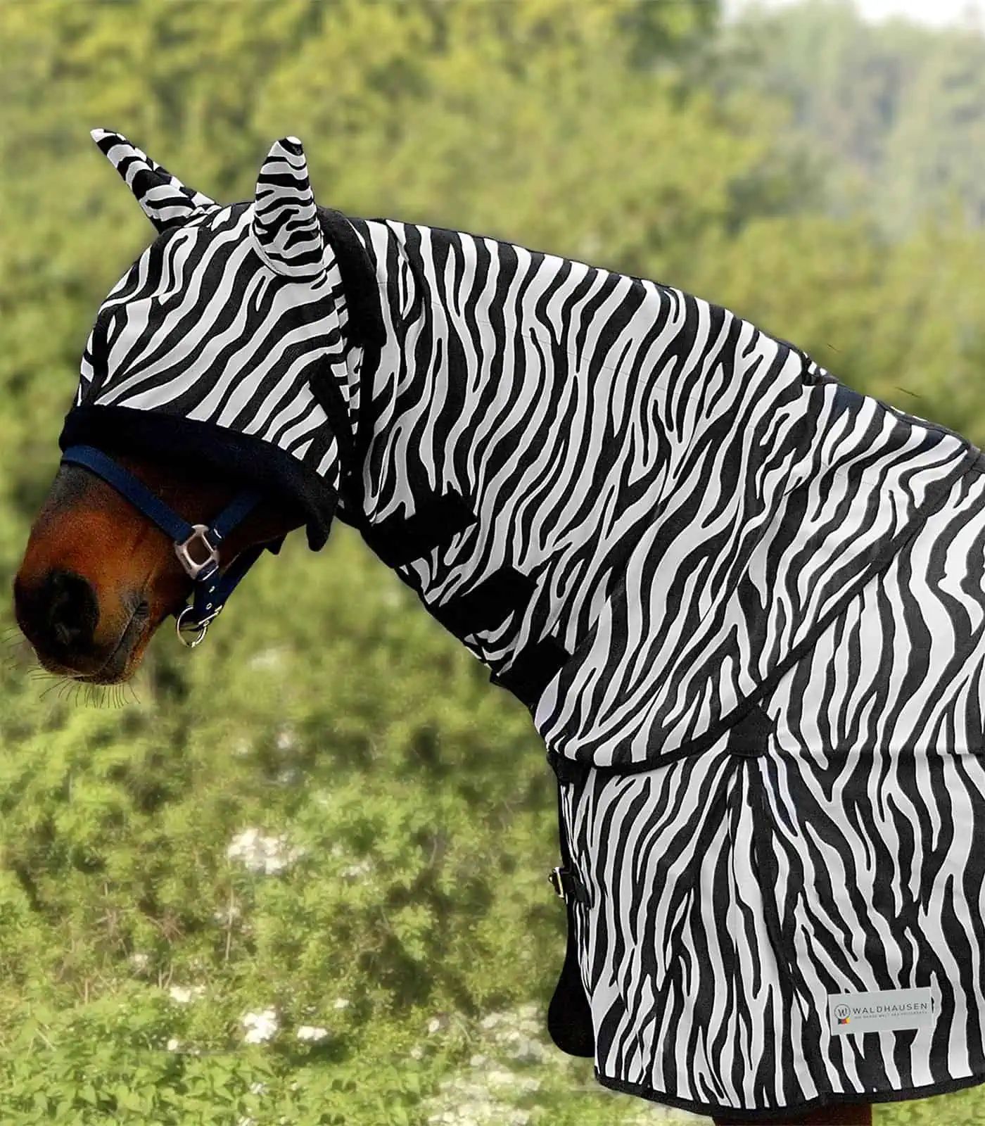 Waldhausen Couvre-cou anti-mouches Zebra, tissu à maille fine, Full