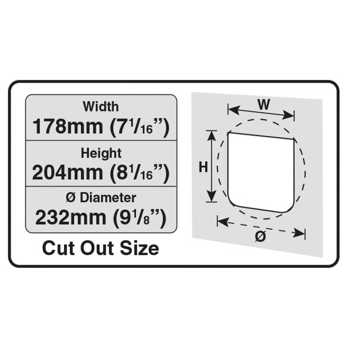 Pet Mate Ușă pentru Pisici 355 Elite Microcip + Temporizator, desen cu dimensiuni