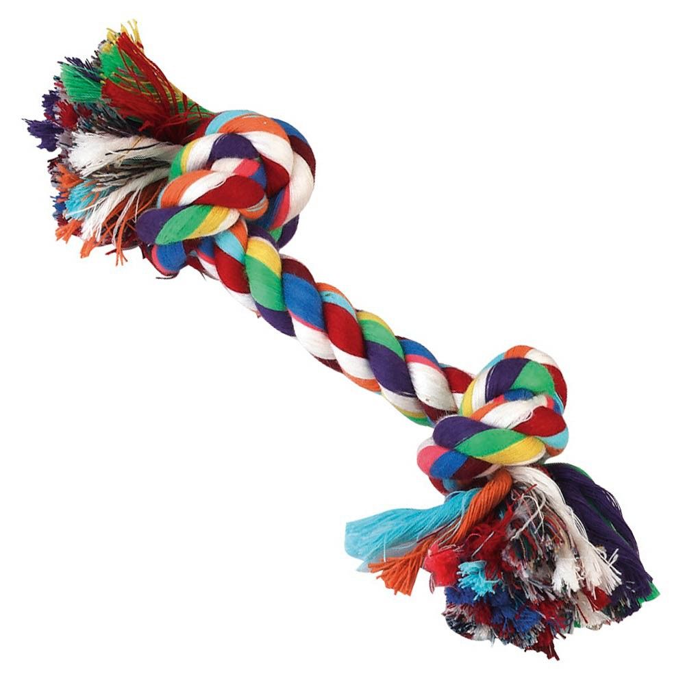 Kerbl Corde à nœuds dentés coton multicolore 37 cm