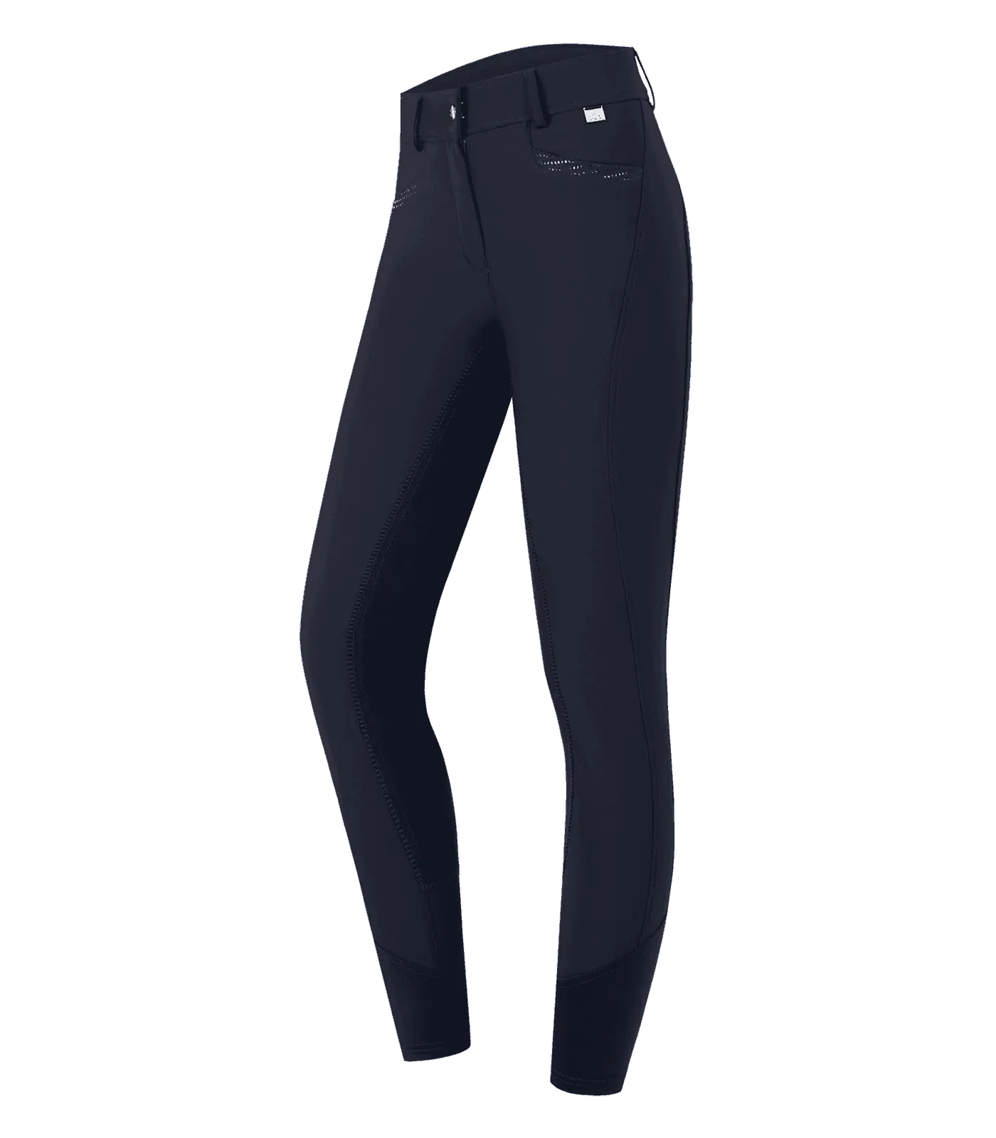 ELT Reithose Oktavia Curved High Waist, Vollbesatz Kunstleder, tiefblau 42