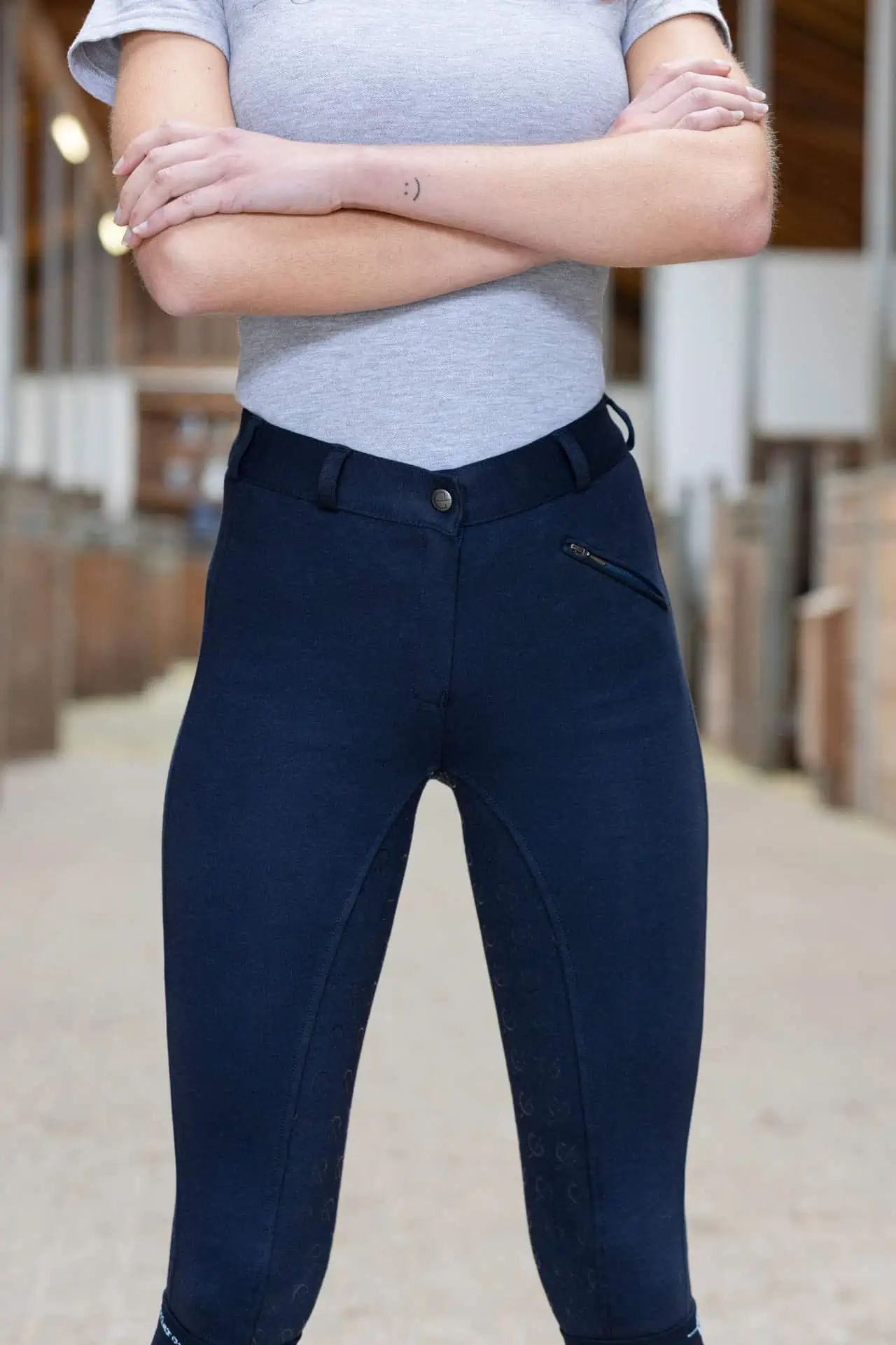 Pantaloni da equitazione Organomic Covalliero donna, fondo grip, vista frontale
