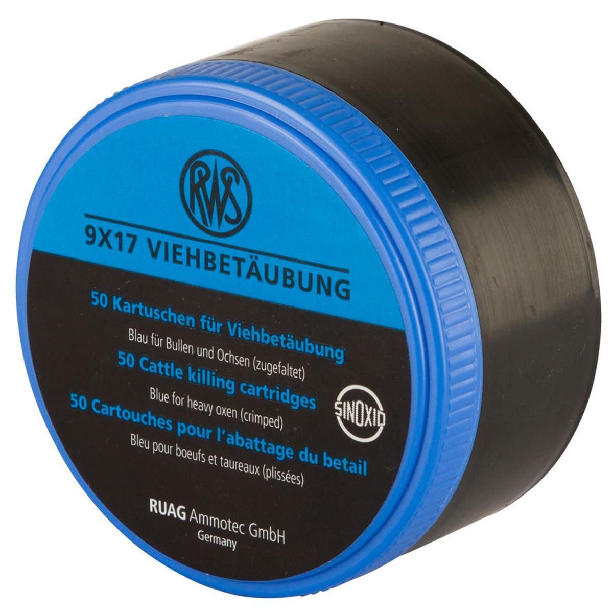 50x cartouches cartouches spéciales pour les appareils d'étourdissement des animaux bleu