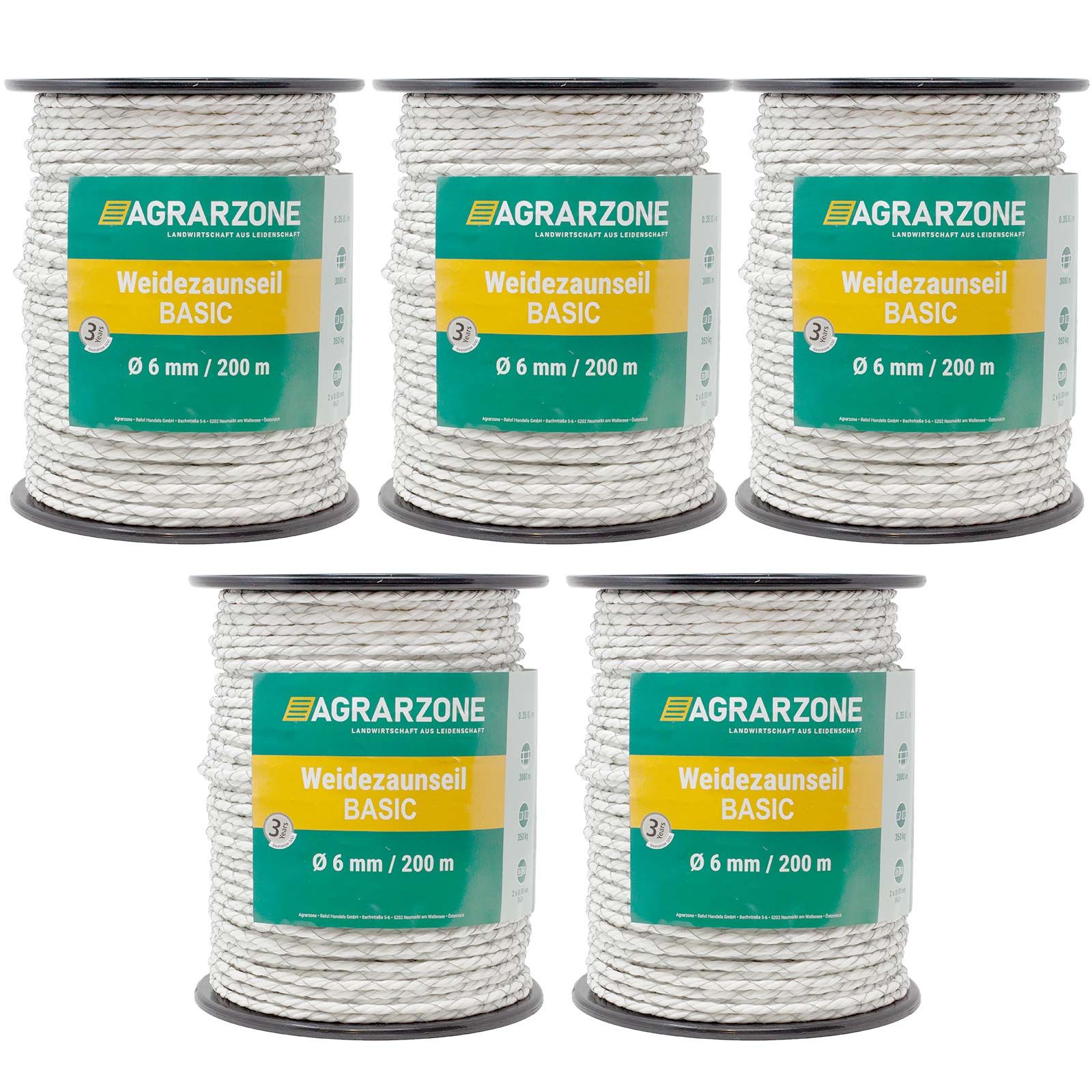 Corde de clôture électrique Agrarzone BASIC Ø 6mm, 2x0,50 acier inox, blanc 1000 m x 6 mm