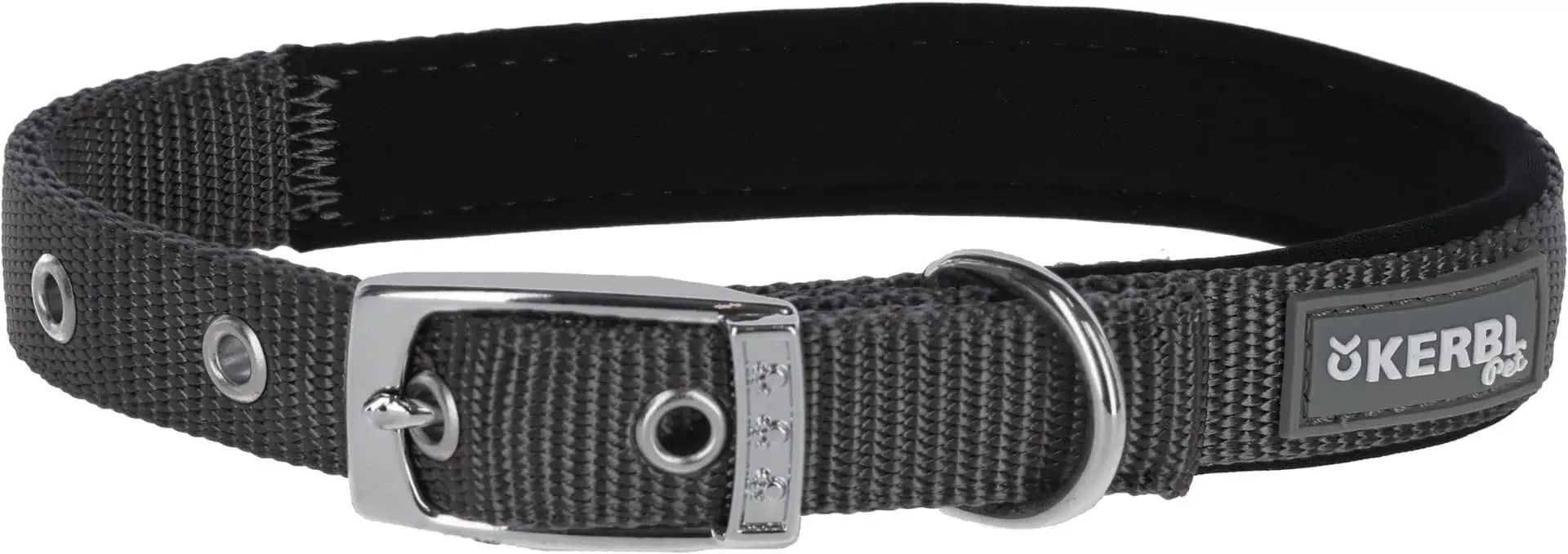 Kerbl Miami Plus Nylonhalsband för Hund med Mjuk Stoppning, Grå