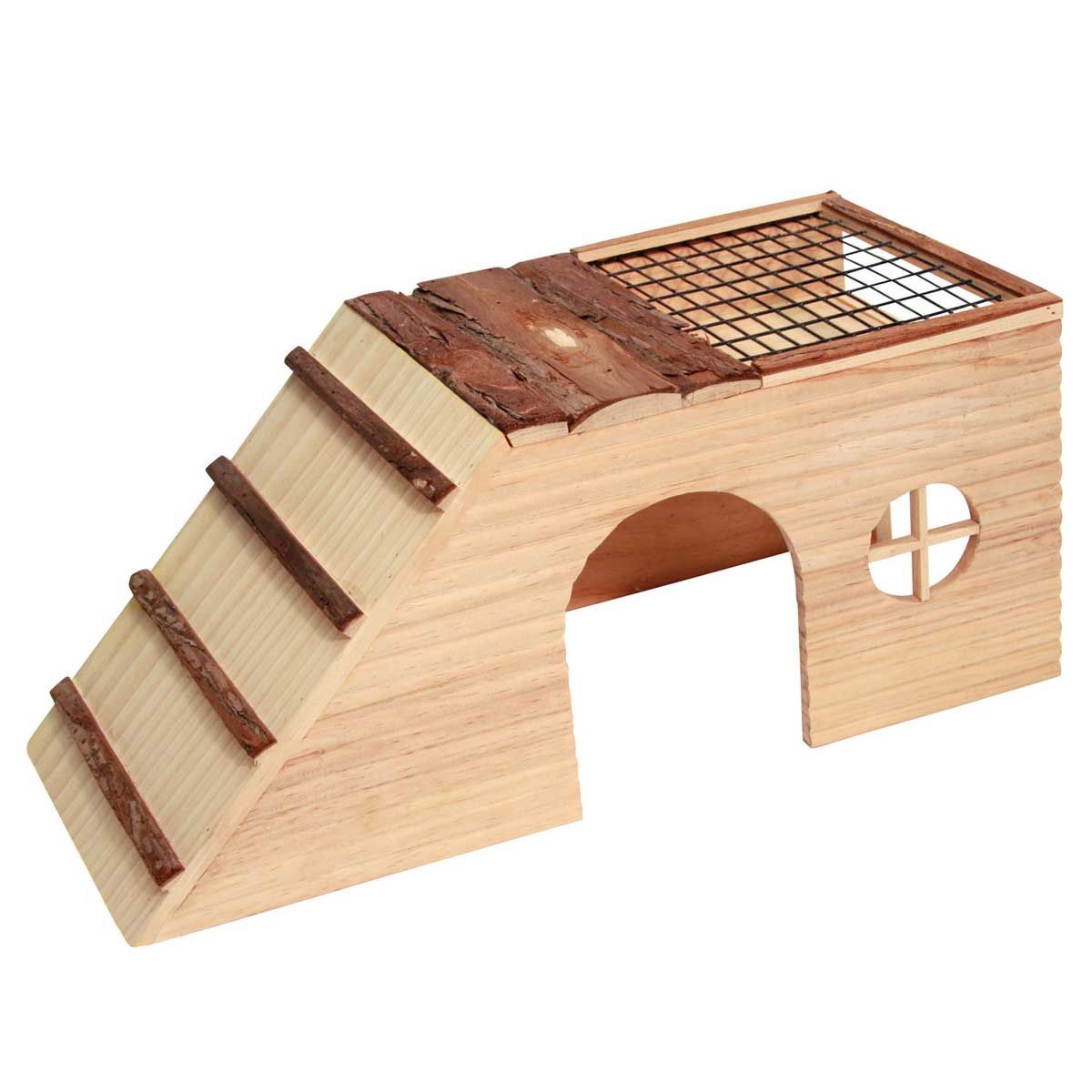 Kerbl Gnagarhus Nature med Ramp, Utfodringsplats 47x22x20cm, lös vara